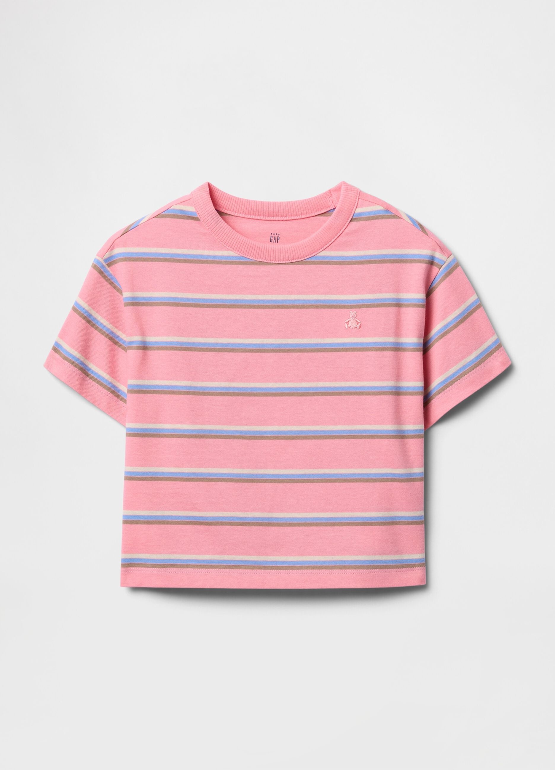 T-shirt a righe rosa in puro cotone GAP Kids