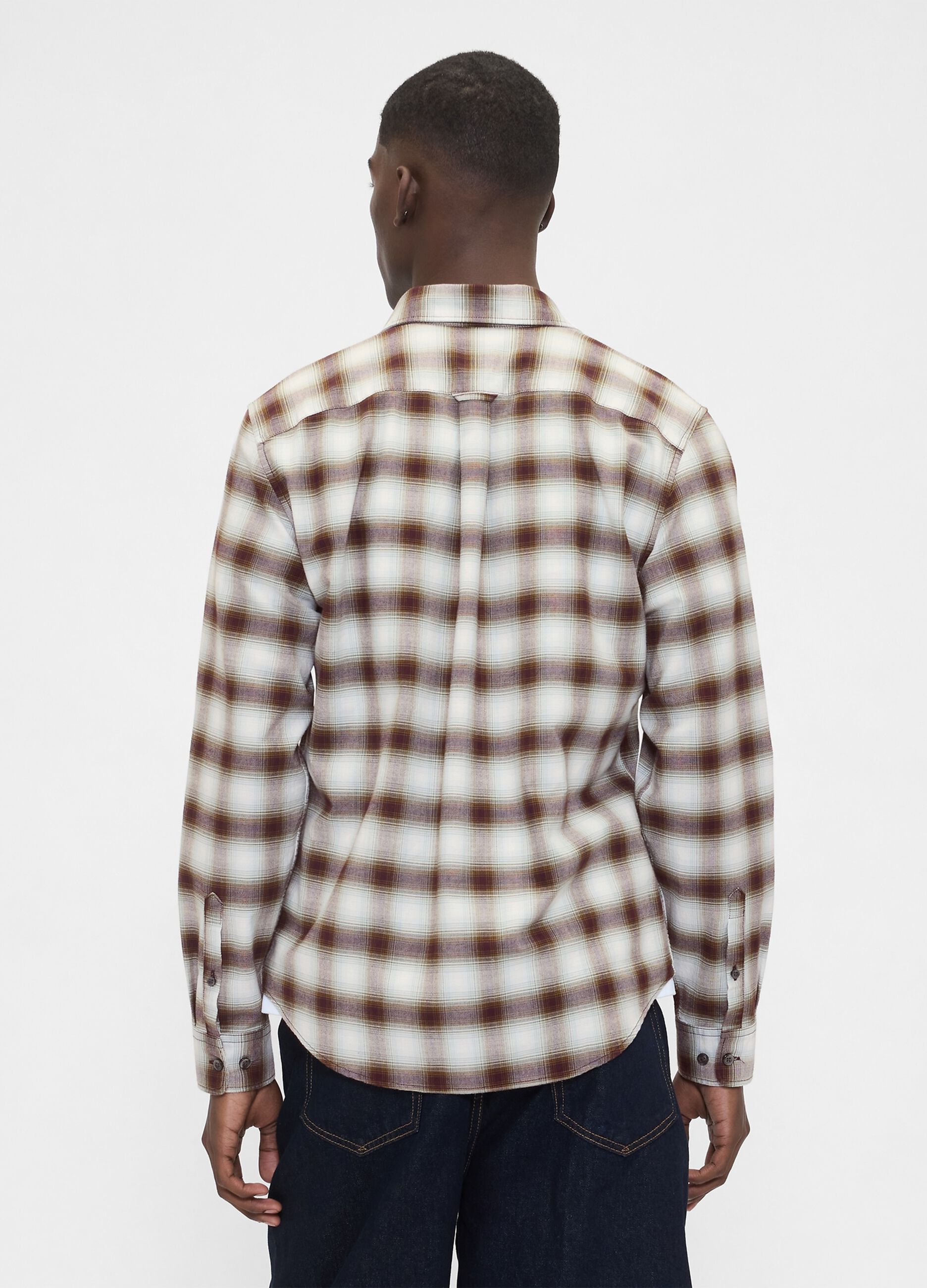 Camicia marrone a quadri elasticizzata_2