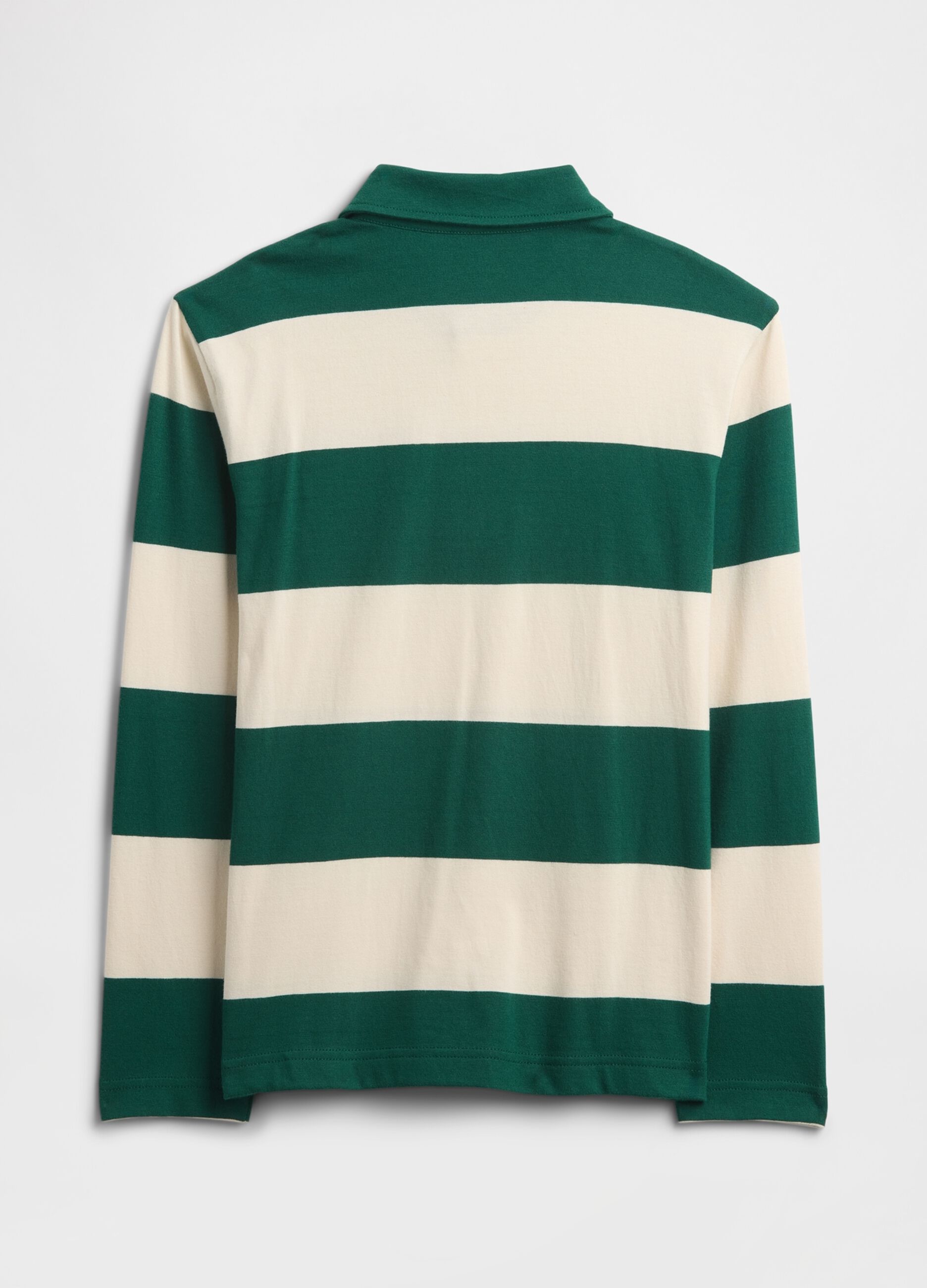 Green and beige long sleeve cotton polo_1