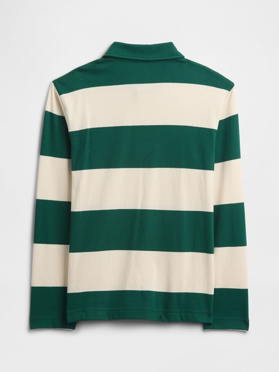 Green and beige long sleeve cotton polo Boy_1
