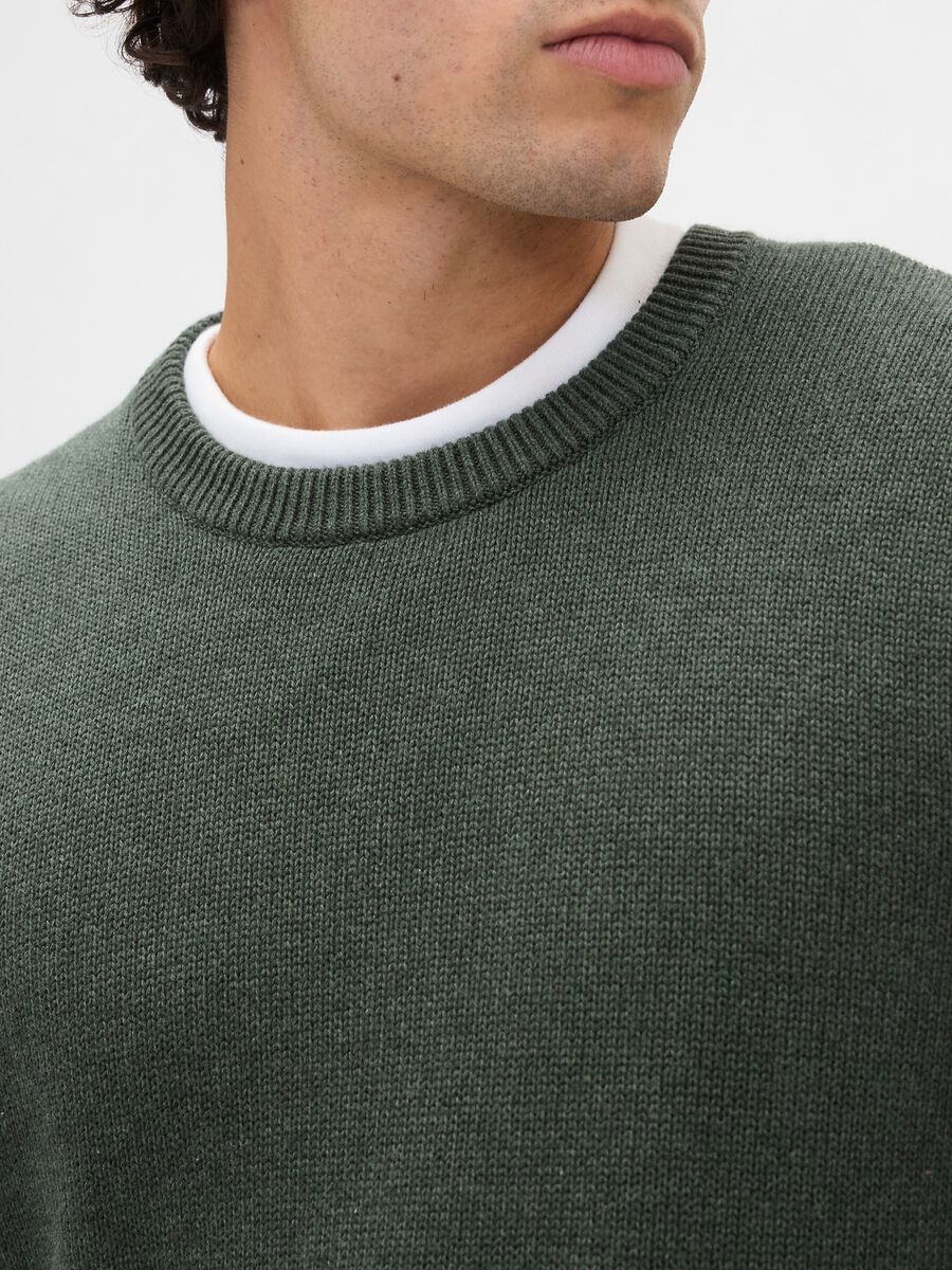 Pullover verde in cotone Uomo_3