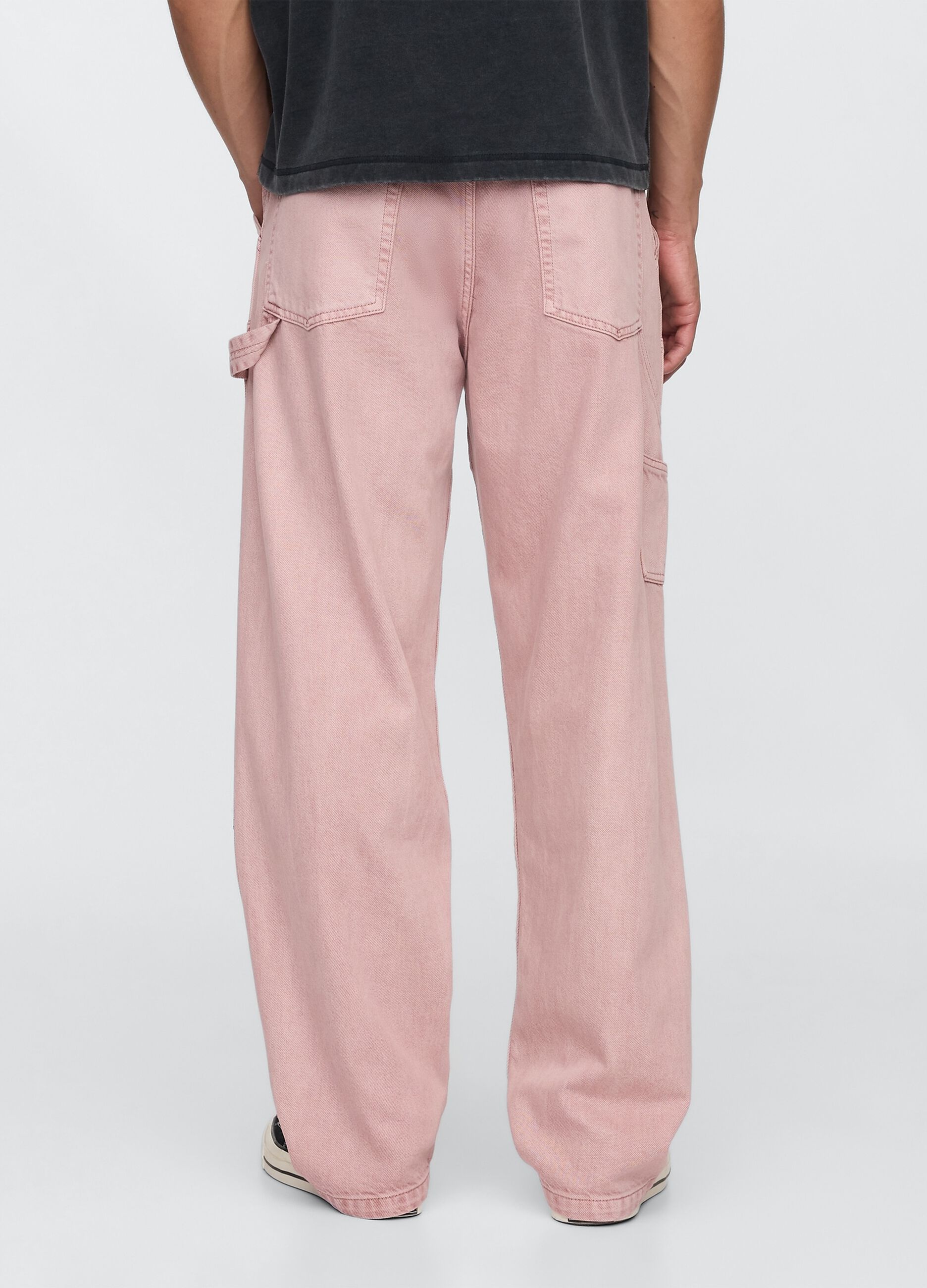 Pantaloni cargo rosa con tasche alla francese_2