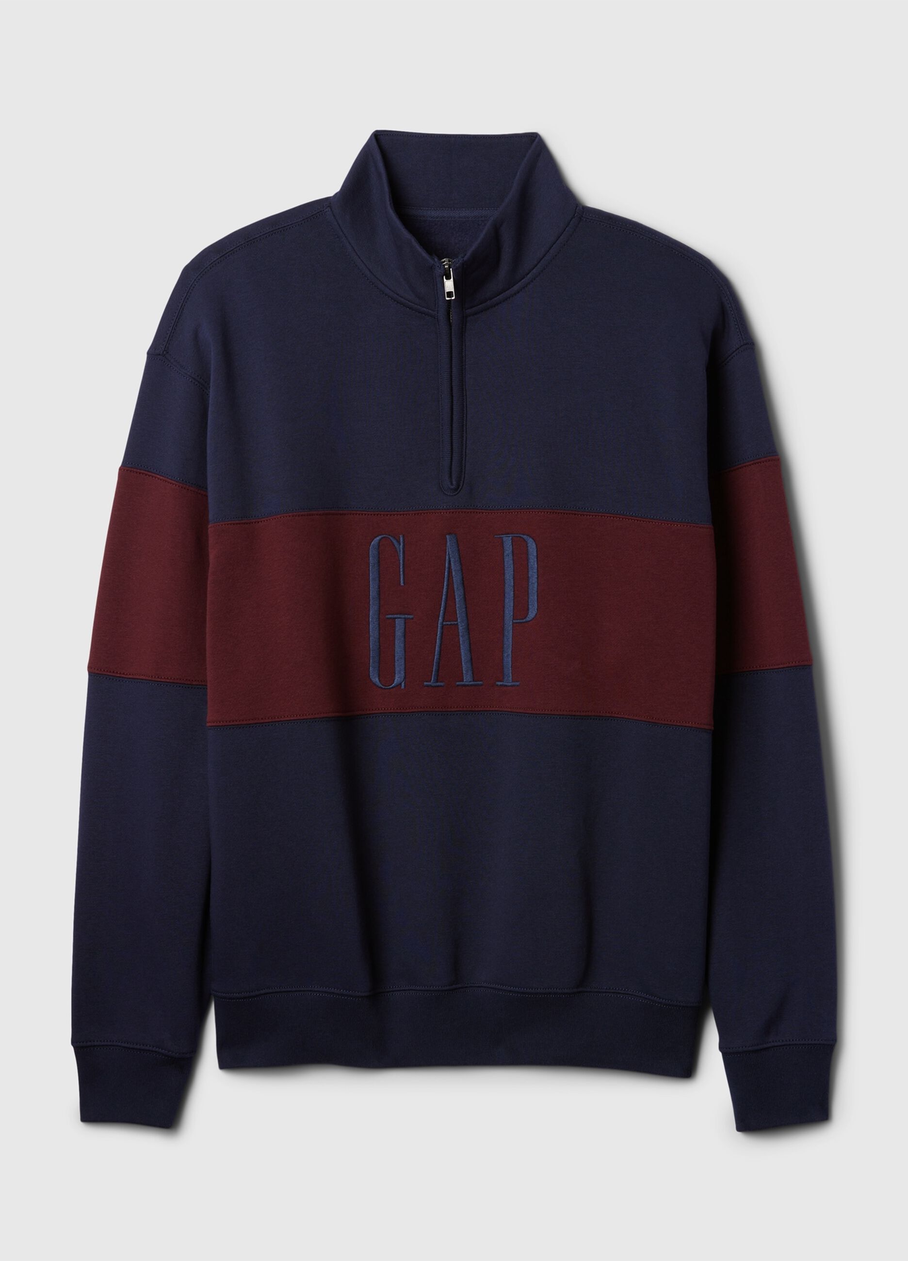 Felpa half-zip colorblock con ricamo logo