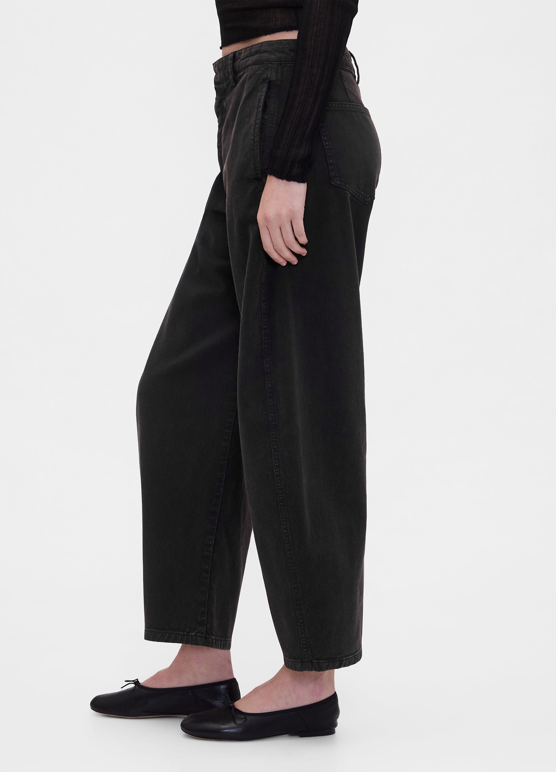 Wide Black Cotton Trousers