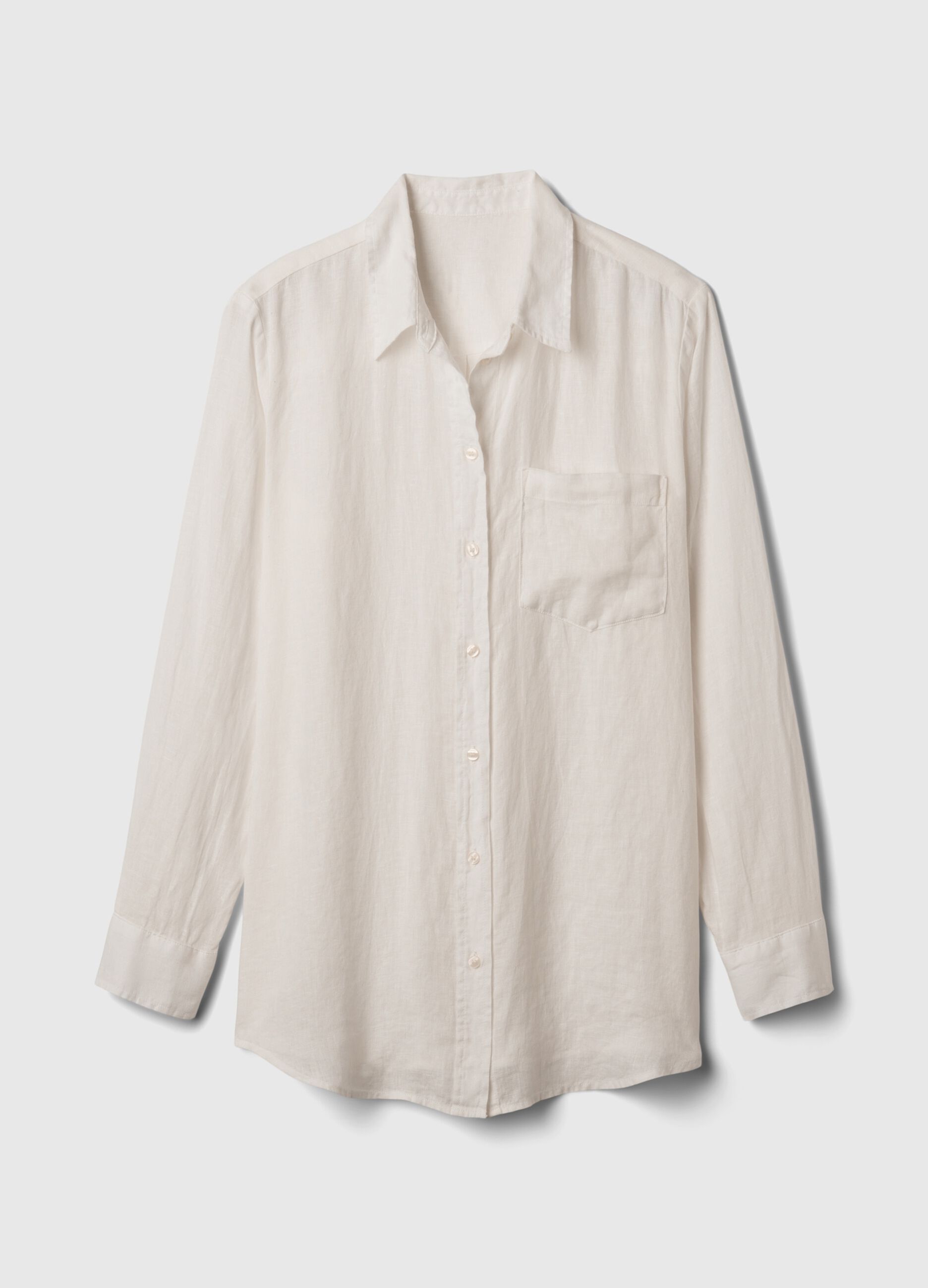 Camicia boyfriend fit in lino con tasca_2