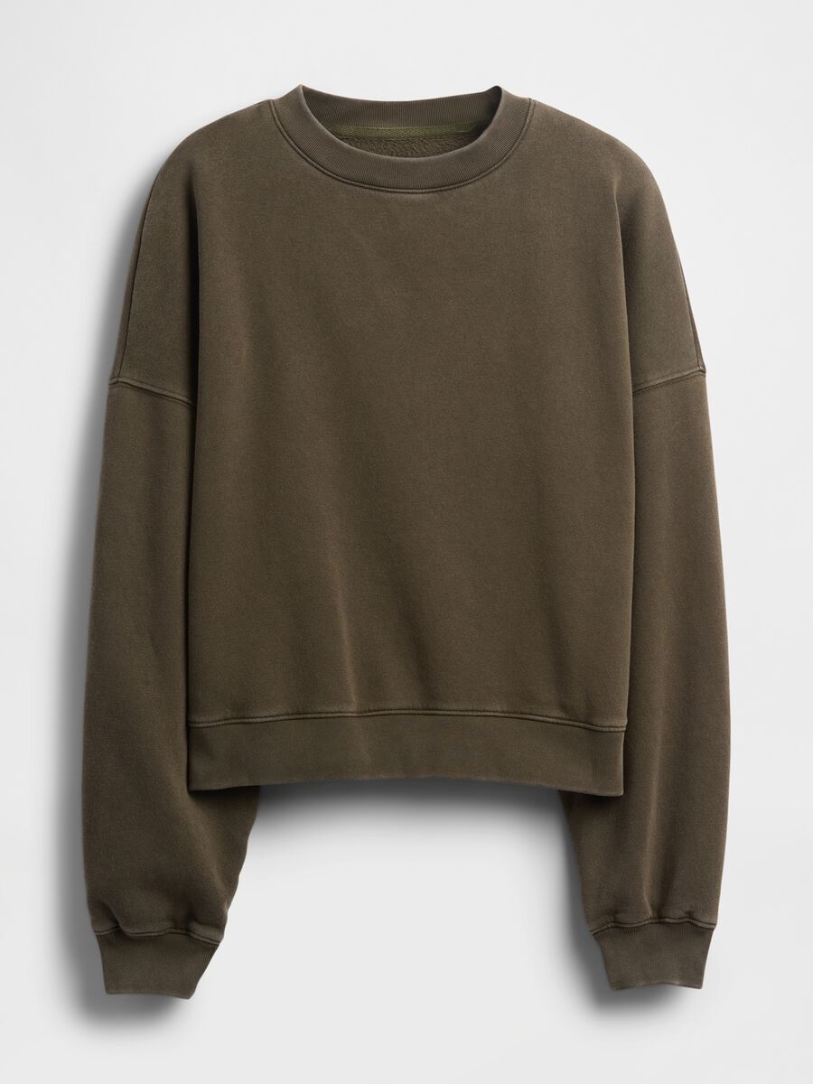 Green sweatshirt with round neck Woman_4