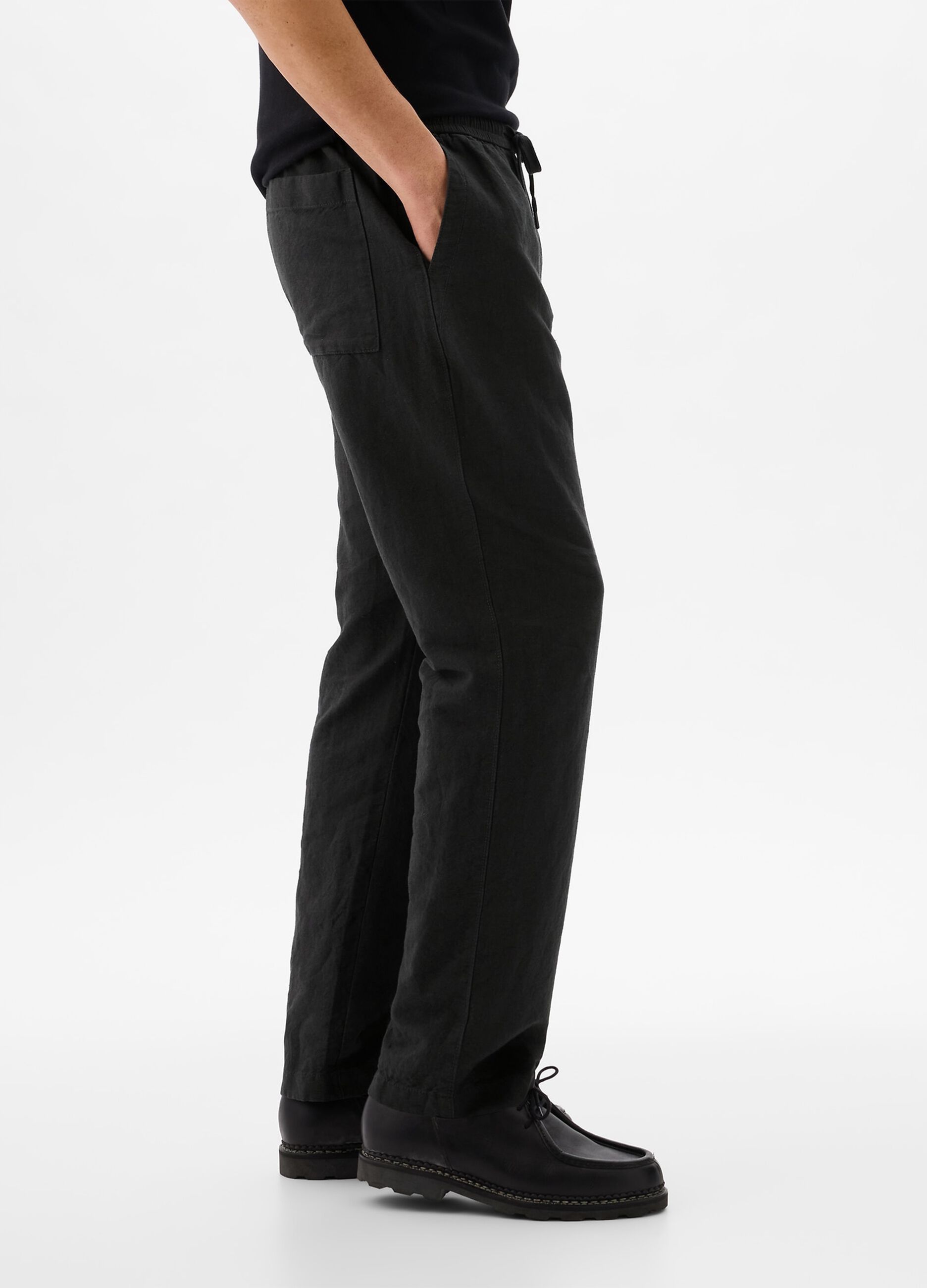 Pantalone pull-on in lino e cotone_1