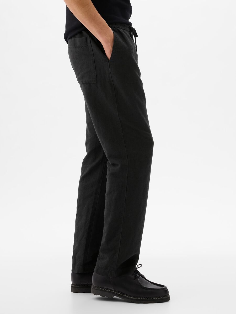 Pantalone pull-on in lino e cotone Uomo_1