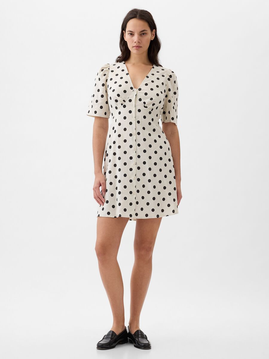 Short polka dot dress with buttons Woman_0