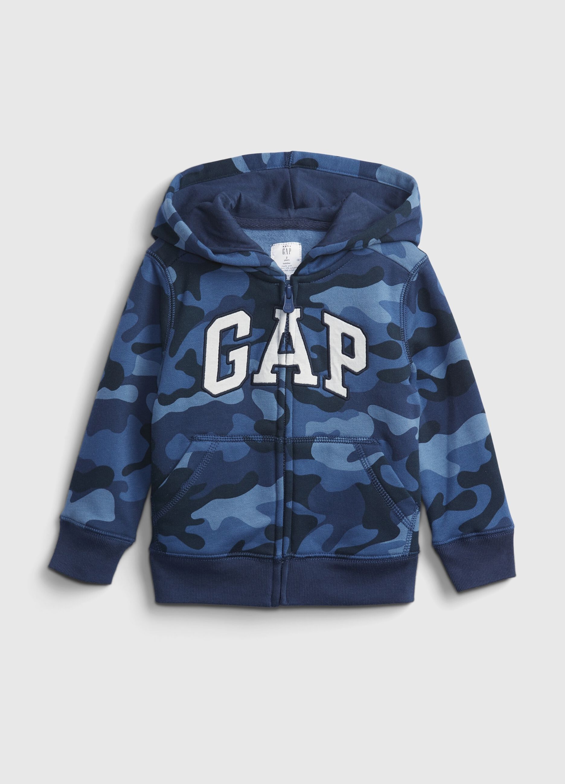 Full-zip camouflage plush hoodie