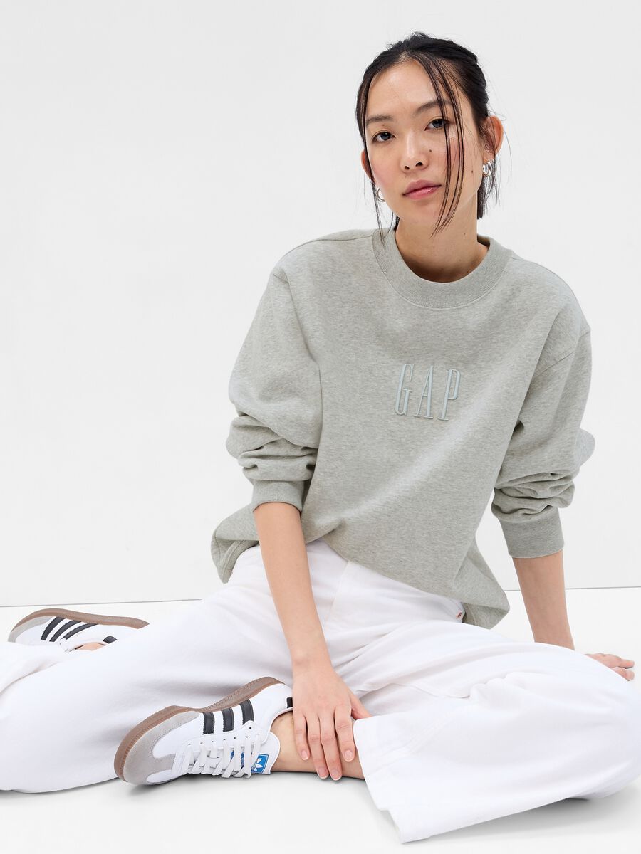 Boyfriend-fit sweatshirt with logo embroidery Woman_0