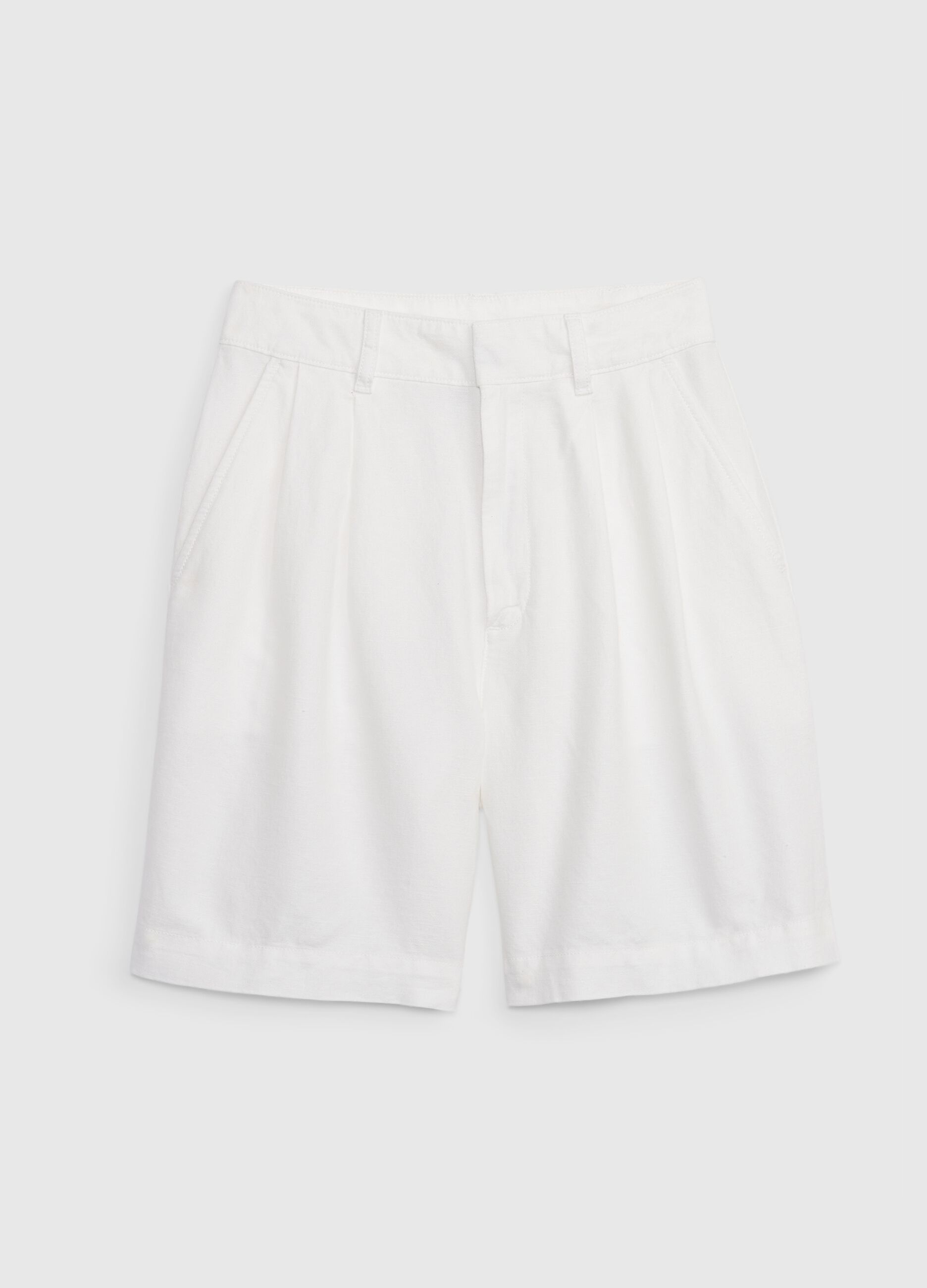 Bermuda shorts in linen and cotton with darts_4