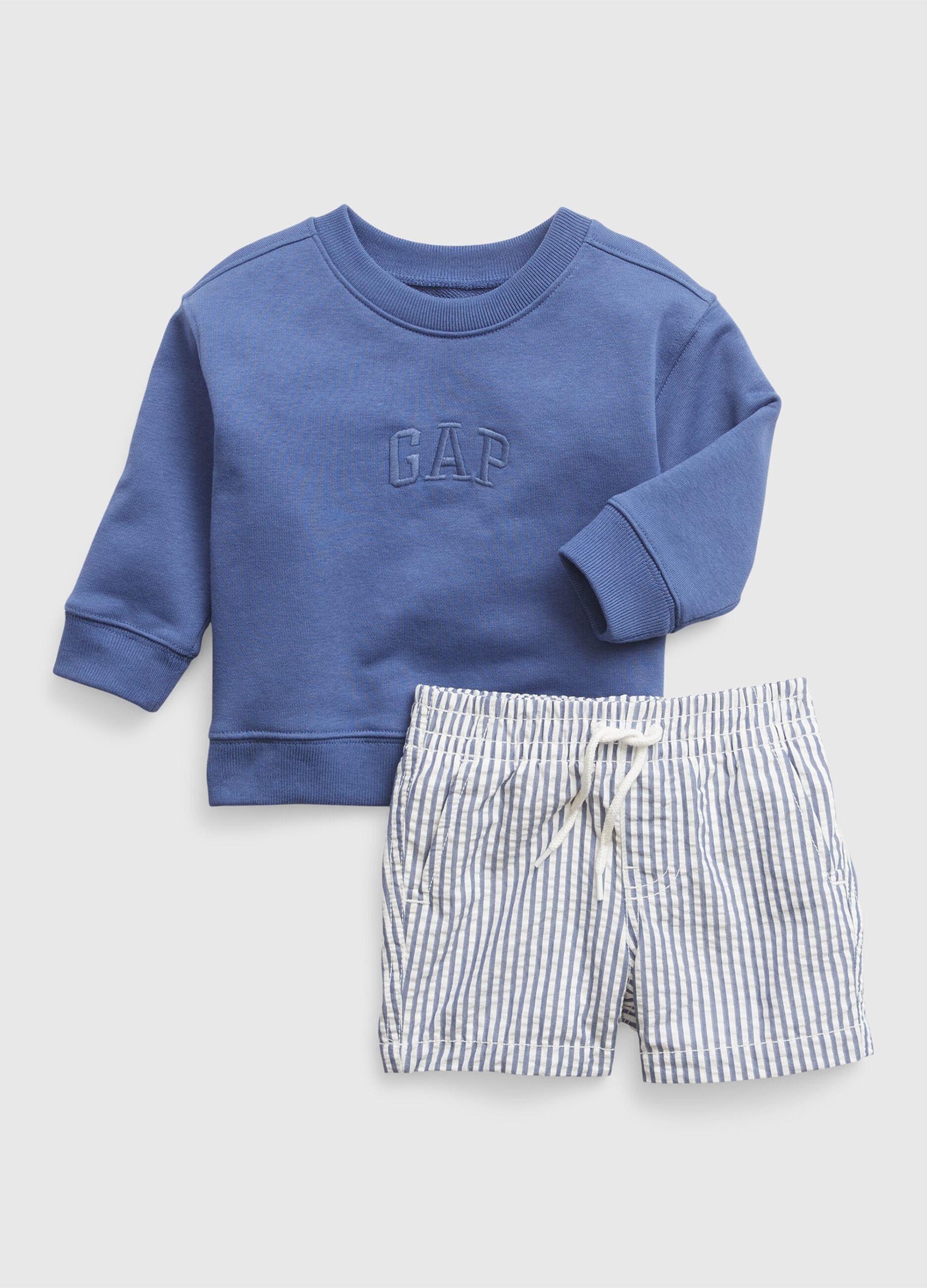 Jogging set felpa e shorts in cotone