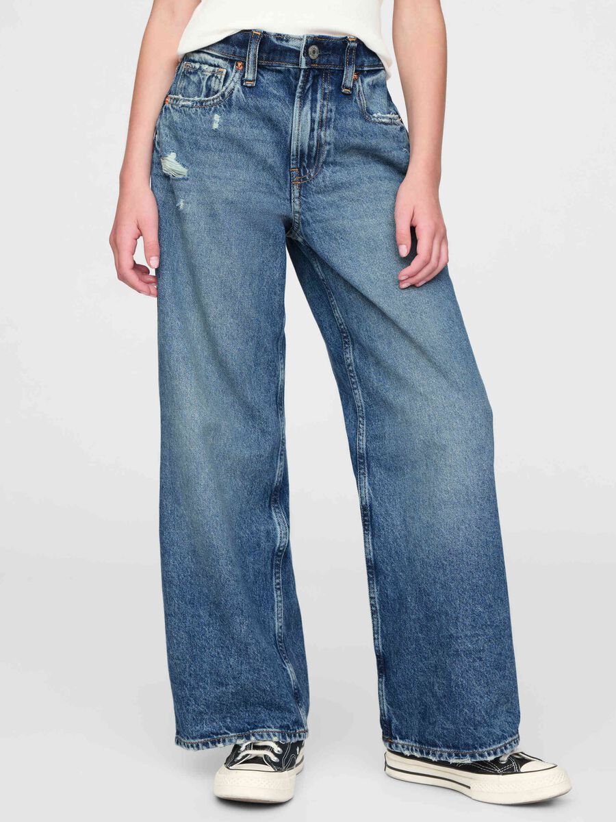 Pantaloni denim ampi in cotone per bambina Bambina_1