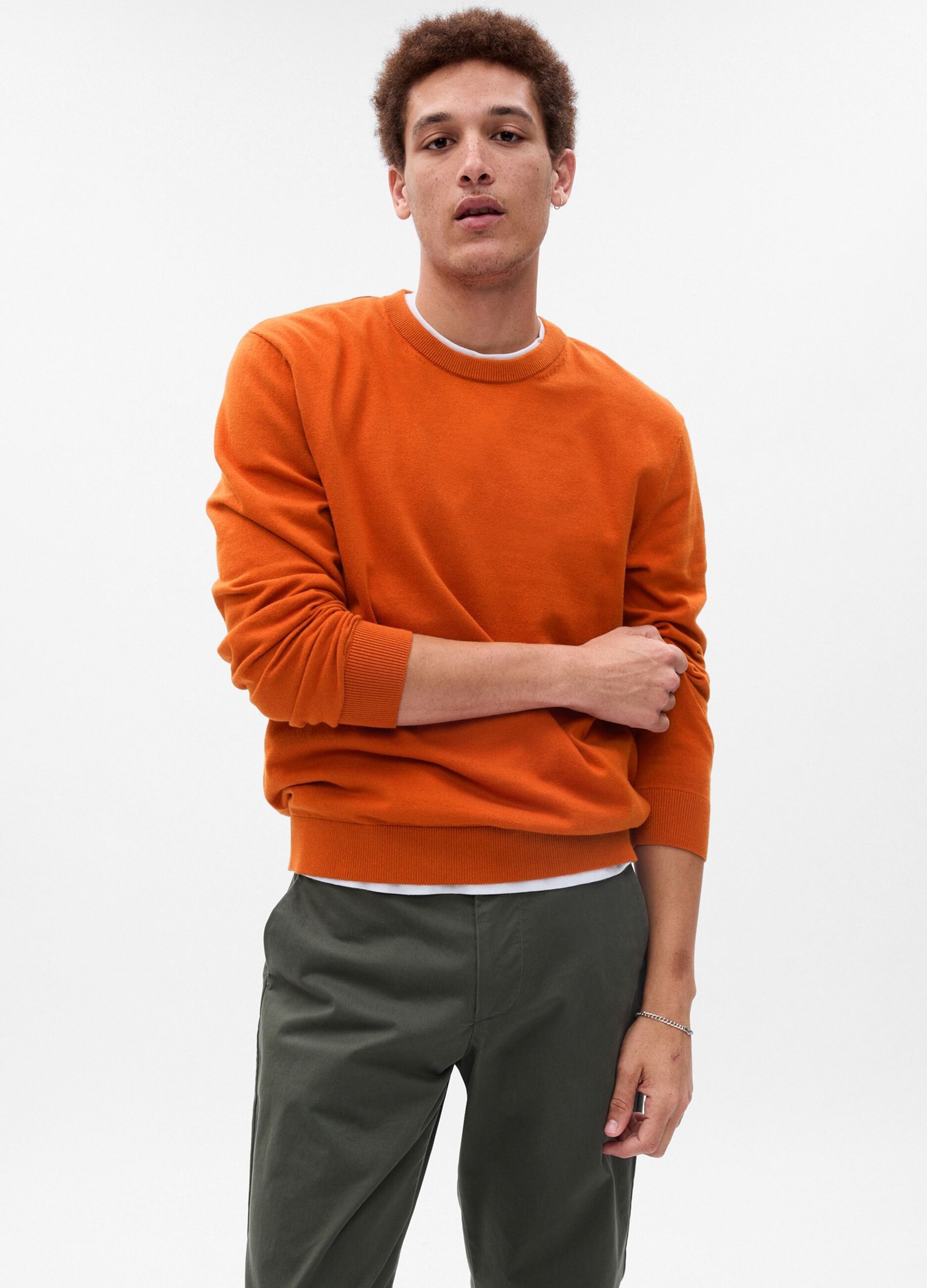 Cotton pullover with round neck