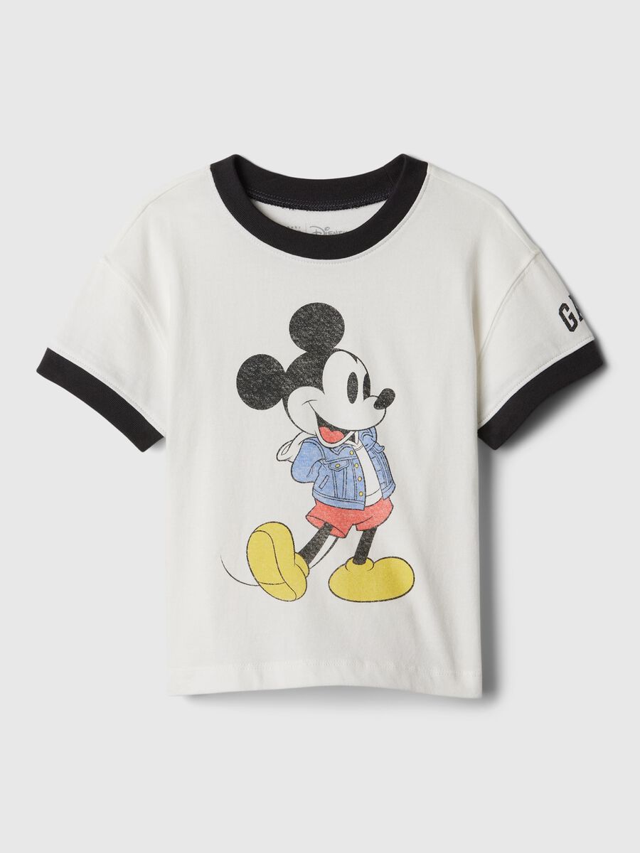 Cotton T-shirt with Disney Mickey Mouse print and logo Newborn Boy_0