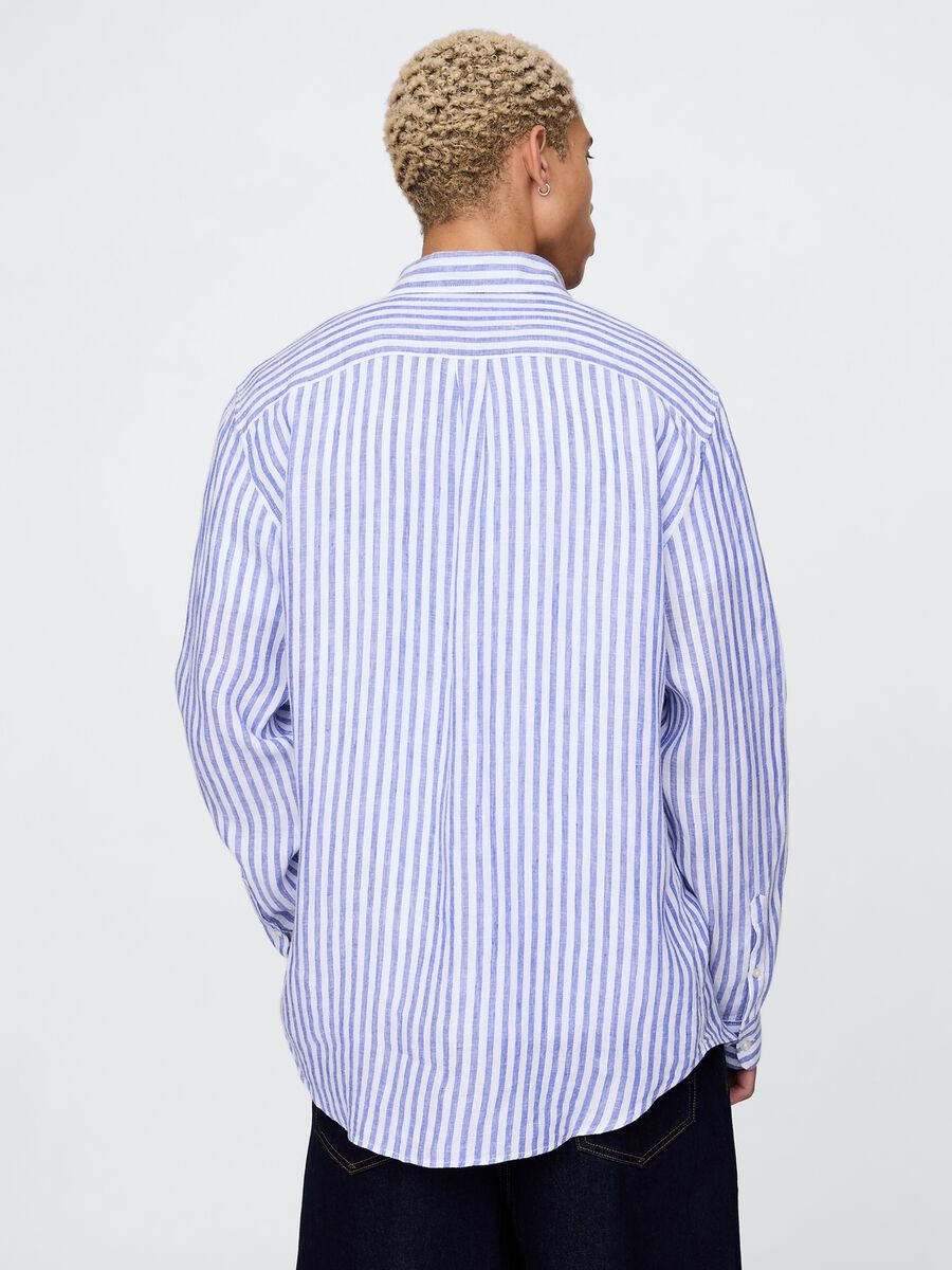 Camicia oversize a righe azzurre e bianche Uomo_2