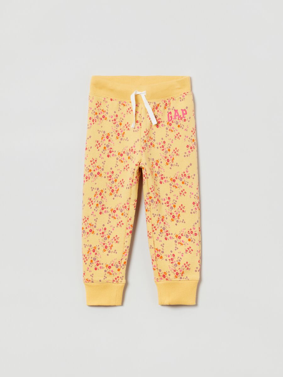 Floral joggers with drawstring and logo print Kid Unisex_0