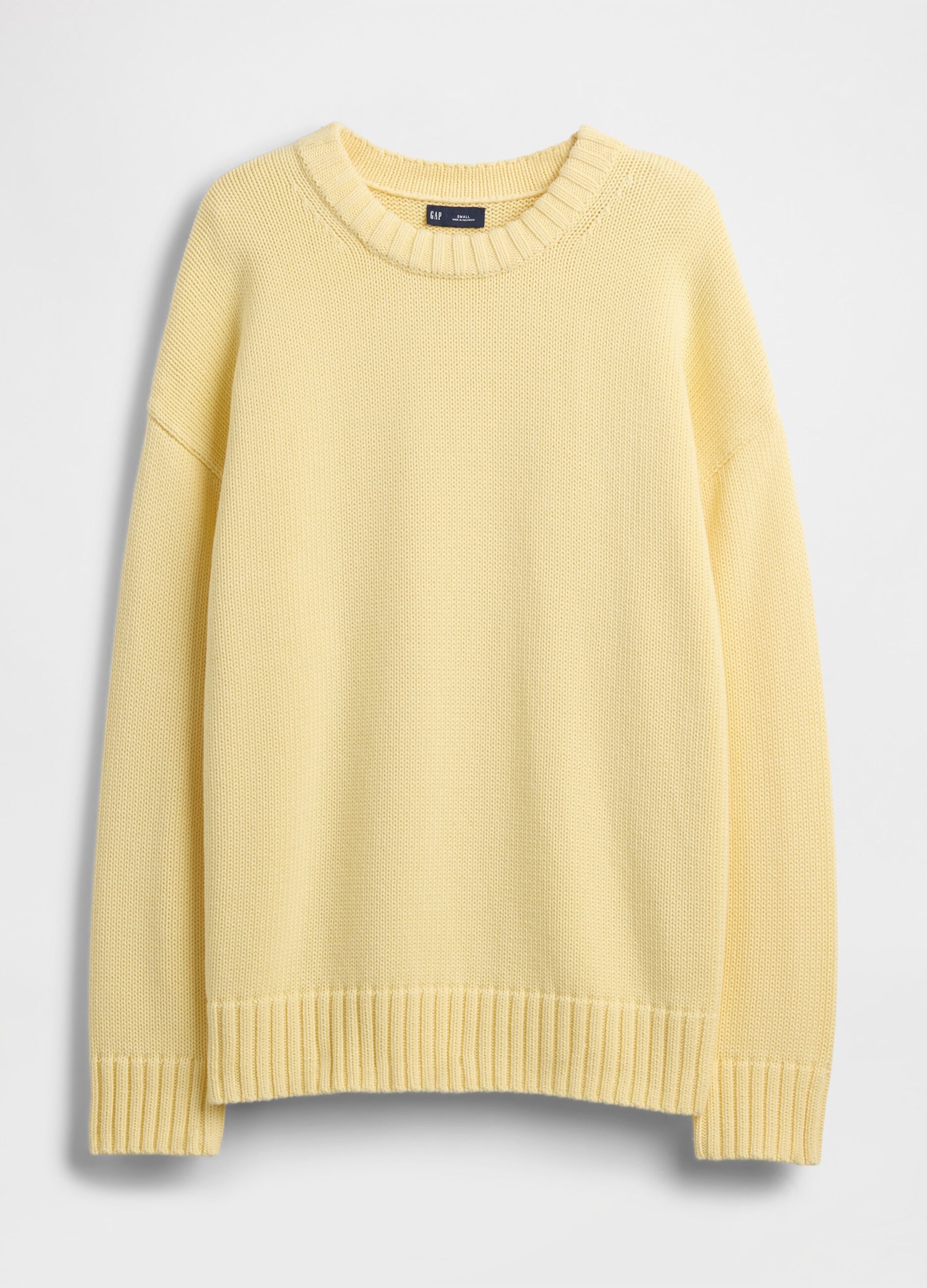 Maglione girocollo in puro cotone giallo regular fit