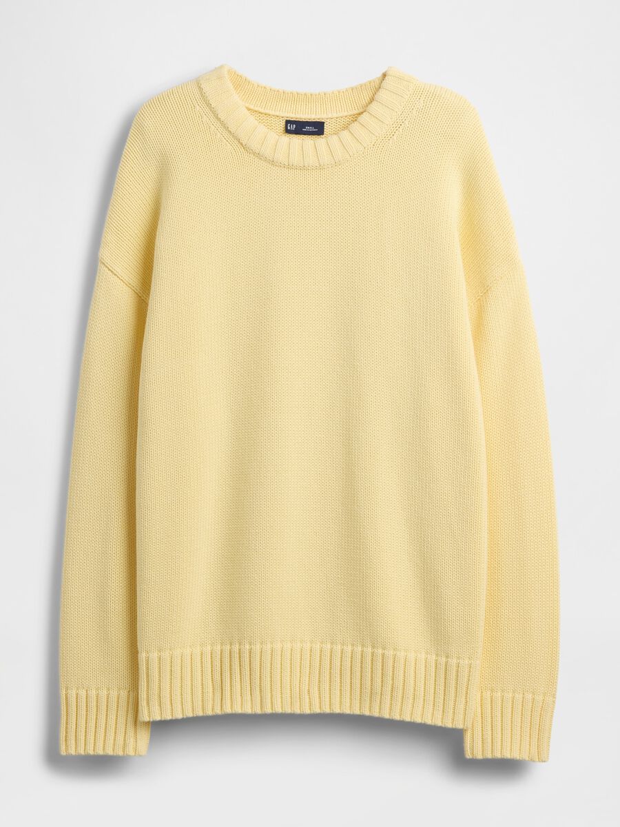 Maglione girocollo in puro cotone giallo regular fit Donna_3