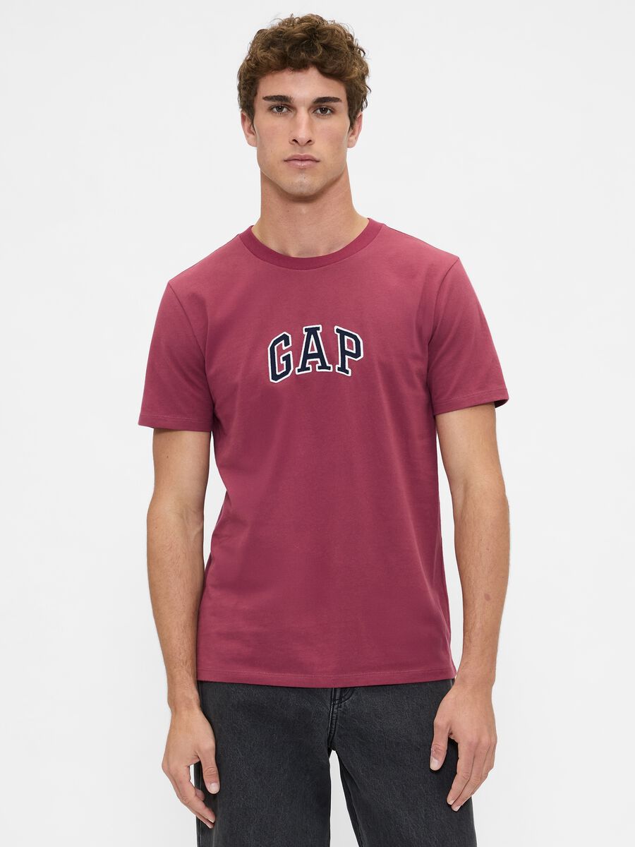T-shirt rosa in cotone con logo Uomo_0