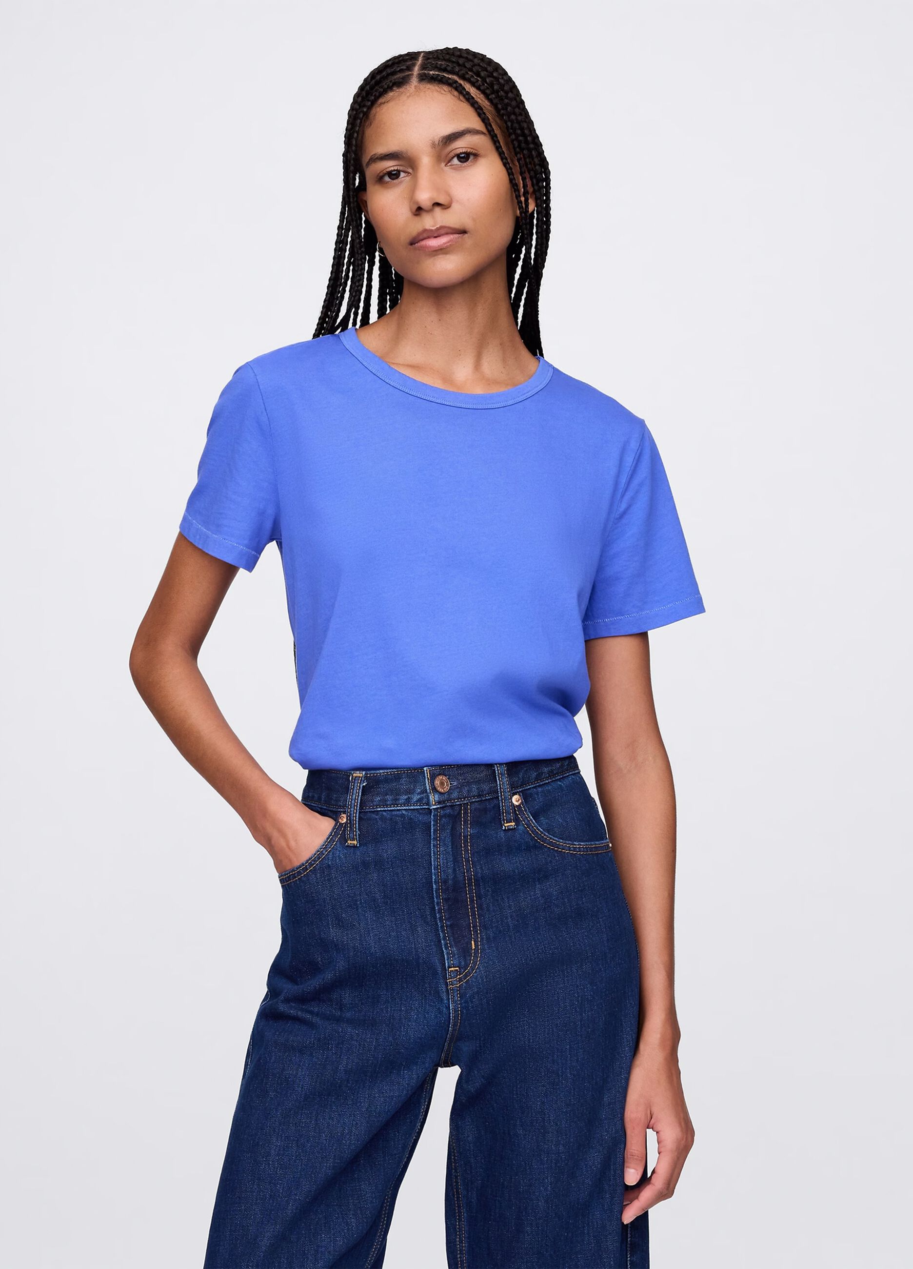 T-shirt blu in puro cotone