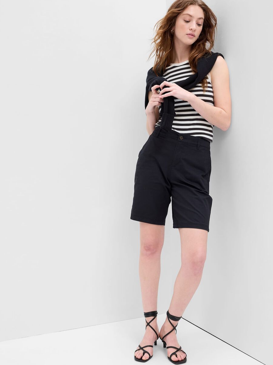 Bermuda chino in tela di cotone stretch Donna_0