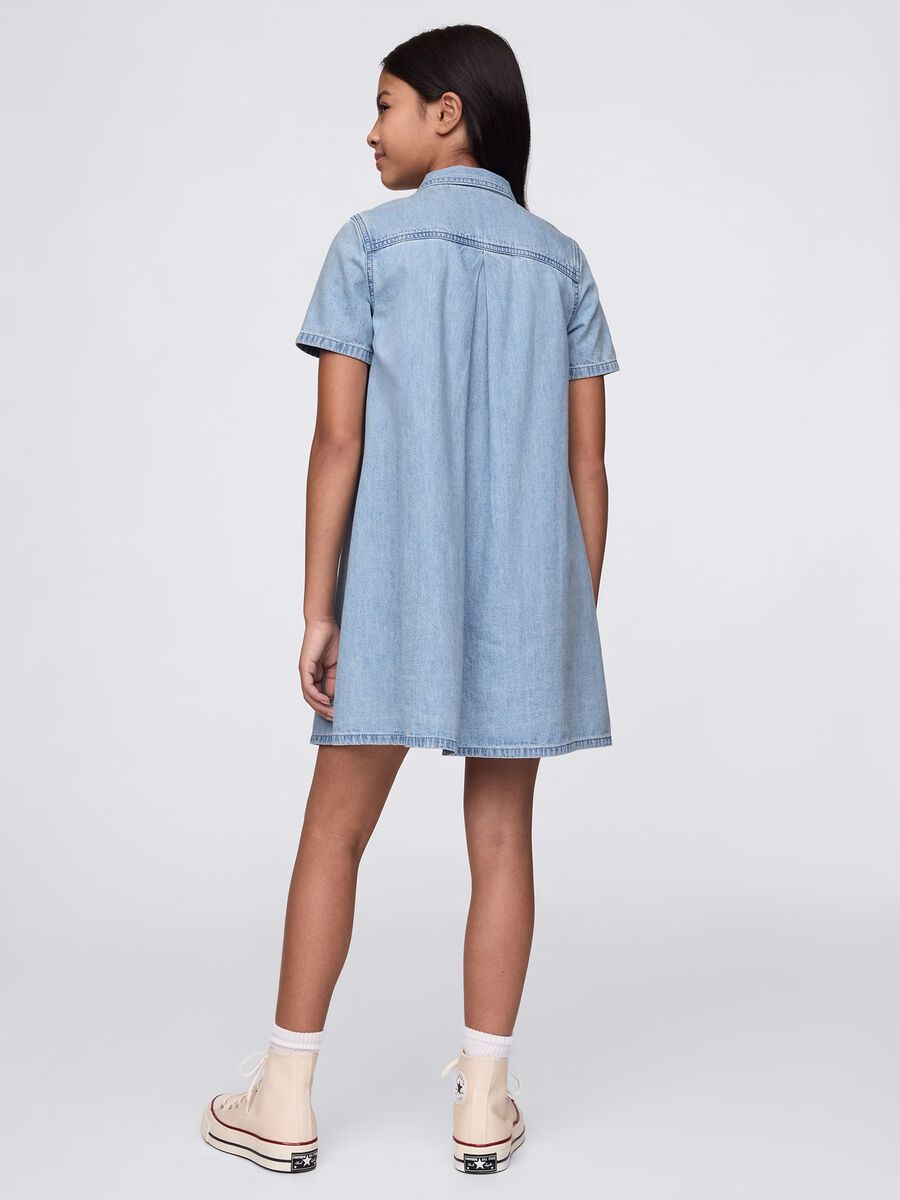 Blue denim dress with zip and pockets GAP Kids Girl_1