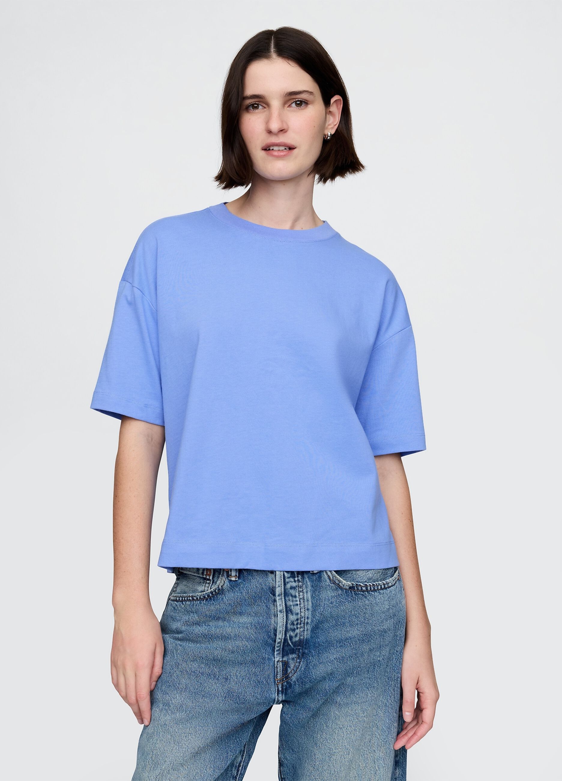 T-shirt a maniche corte azzurra in cotone Gap