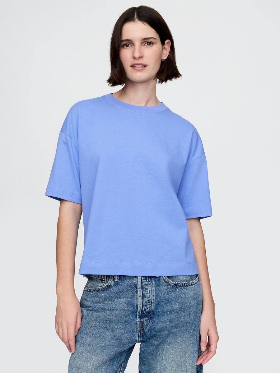 T-shirt a maniche corte azzurra in cotone Gap Donna_0