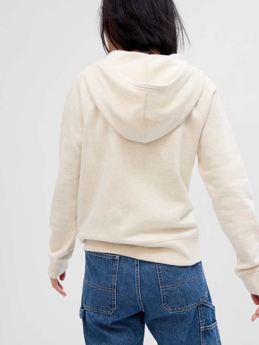 Full-zip sweatshirt with hood and logo embroidery Woman_1