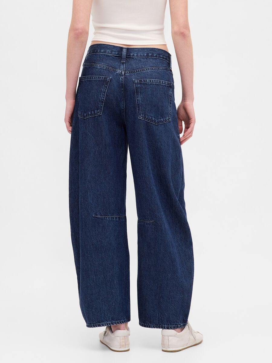 Pantaloni blu in denim ampi Donna_5