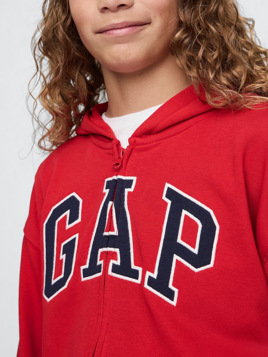 Felpa rossa con cappuccio e logo GAP Bambino_3