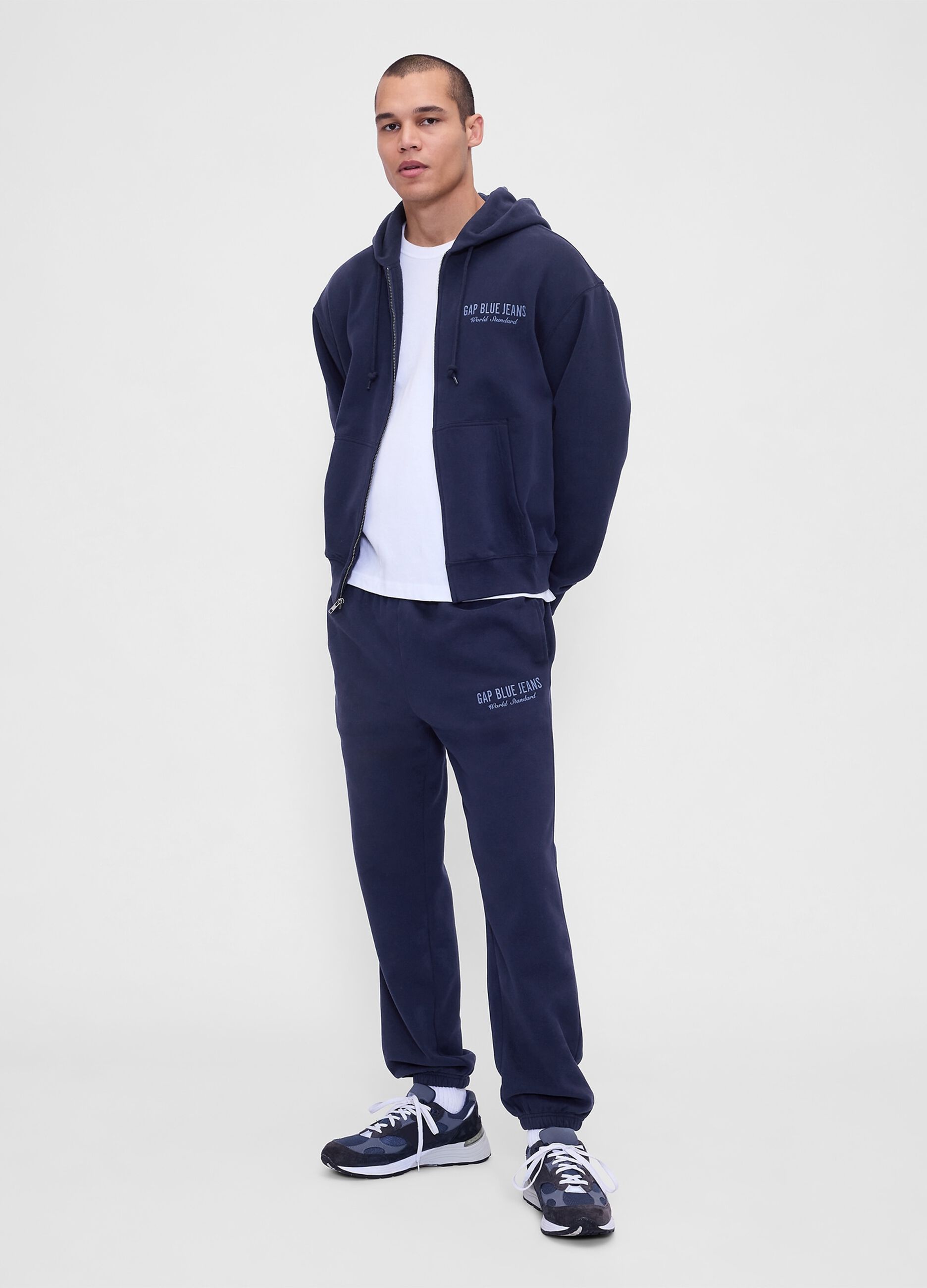 Pantaloni blu in misto cotone e poliestere