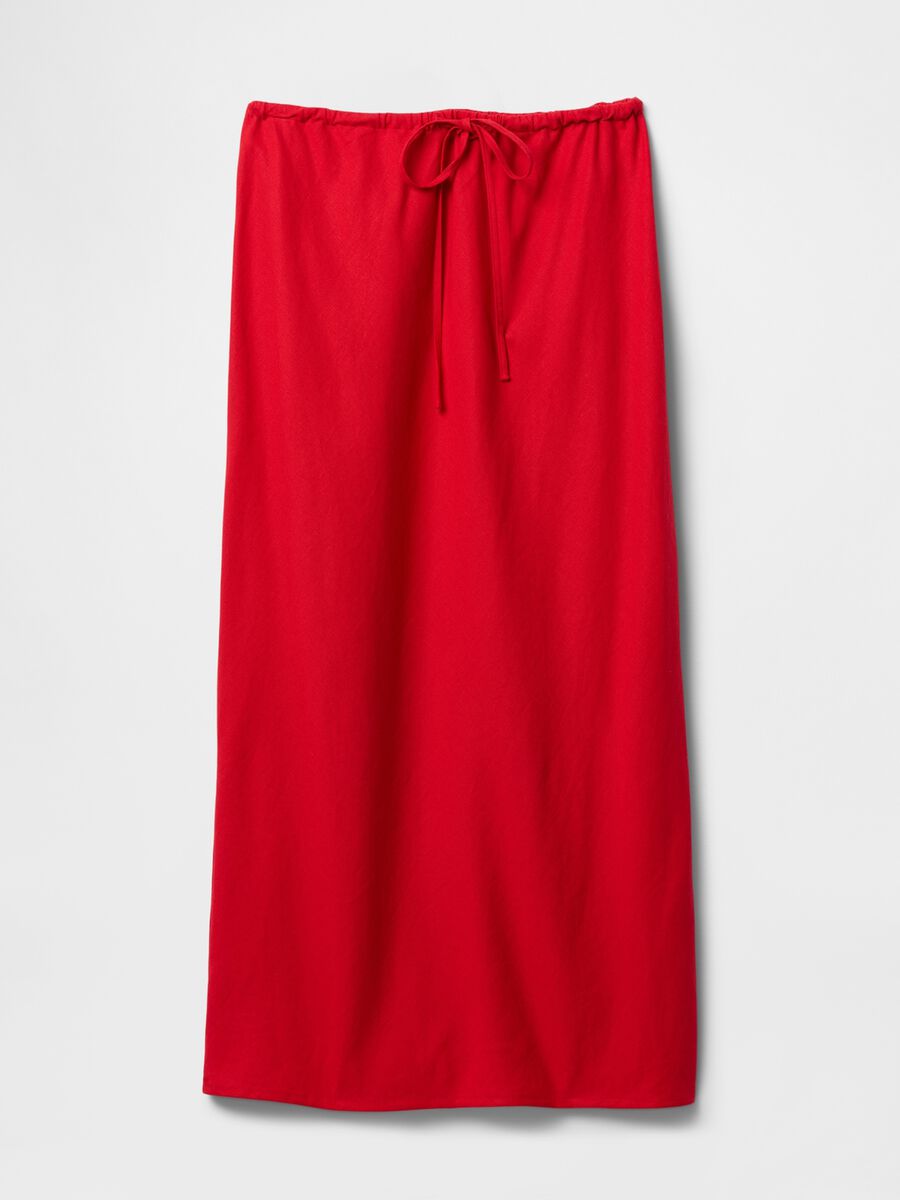 Long red skirt in linen and viscose Woman_3