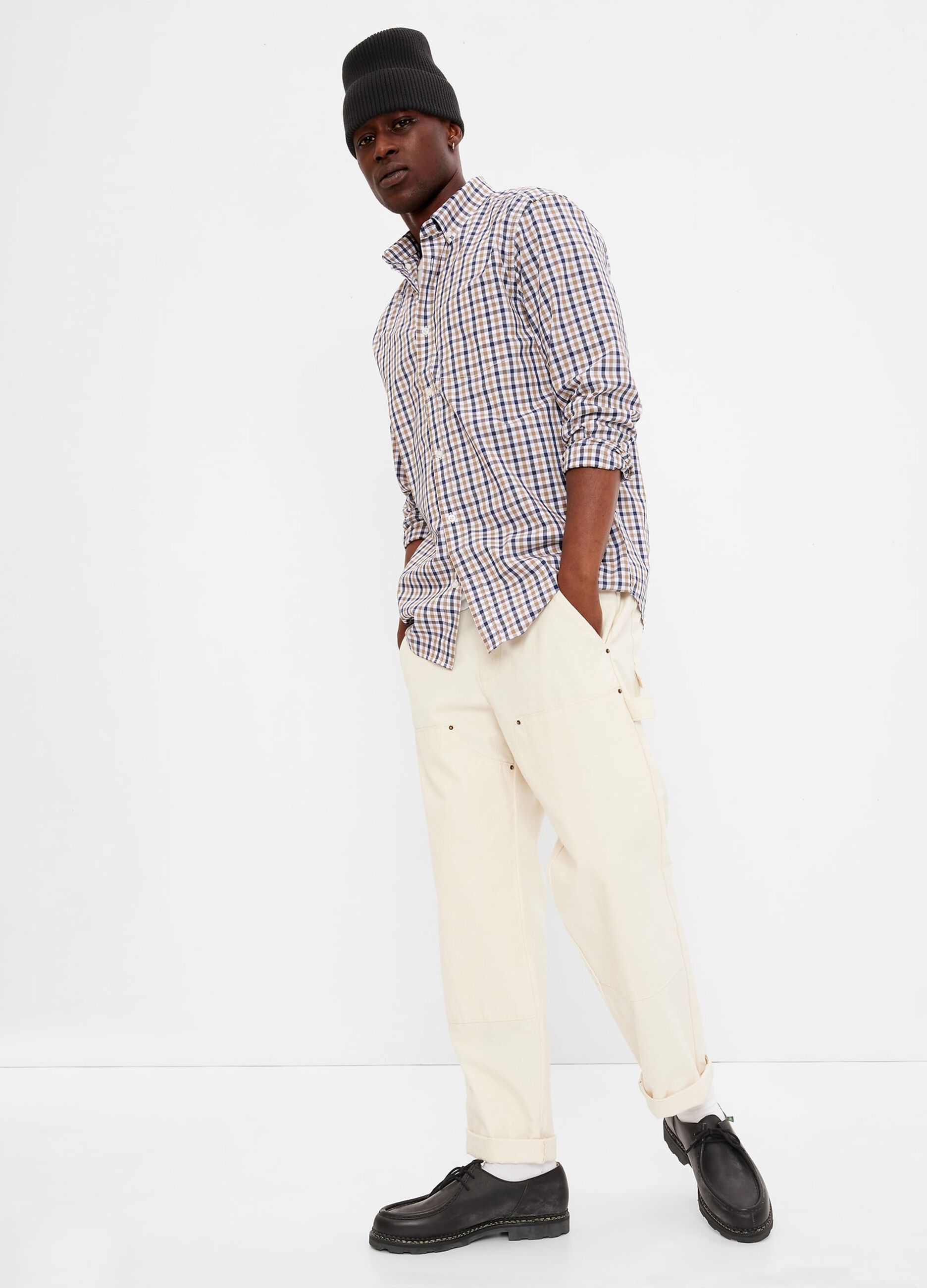 Regular-fit shirt in check poplin