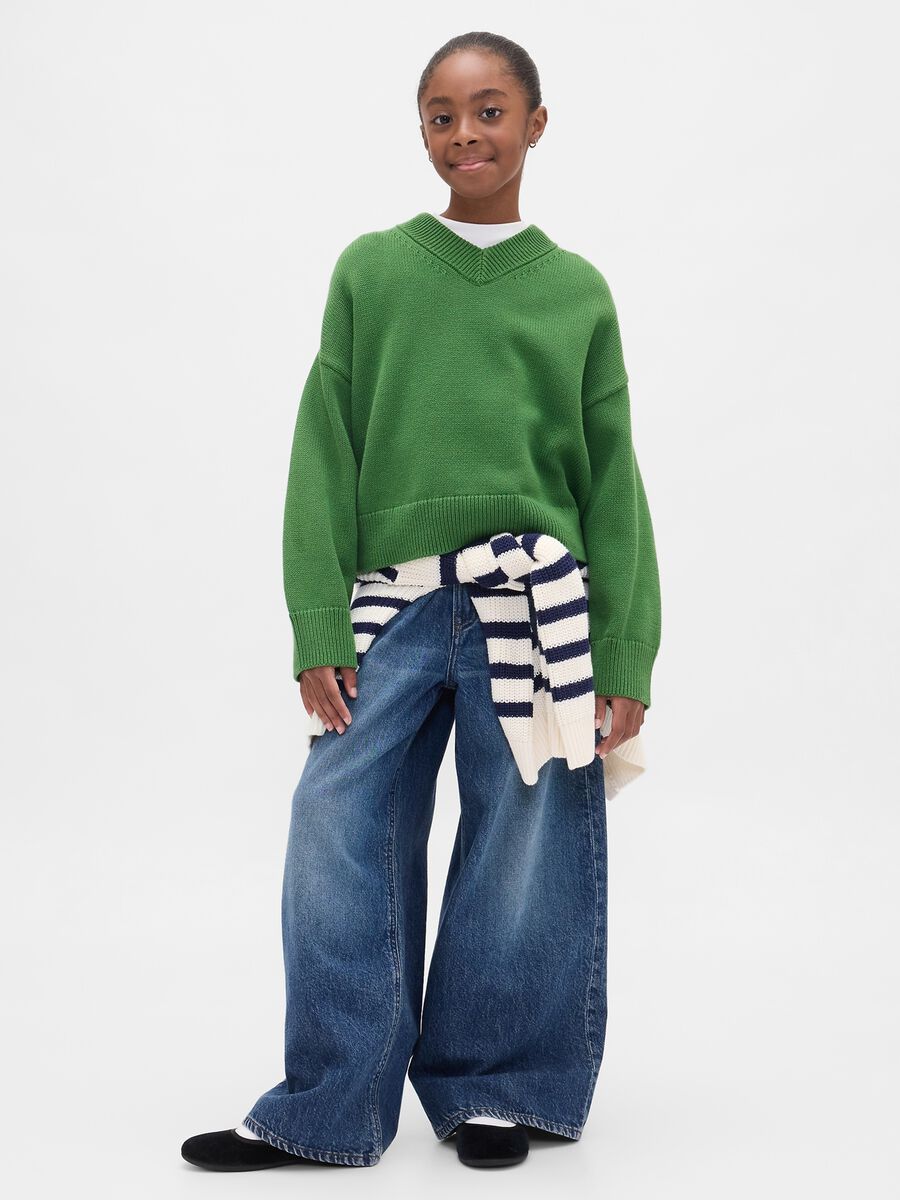 Maglione verde in cotone Bambina_2