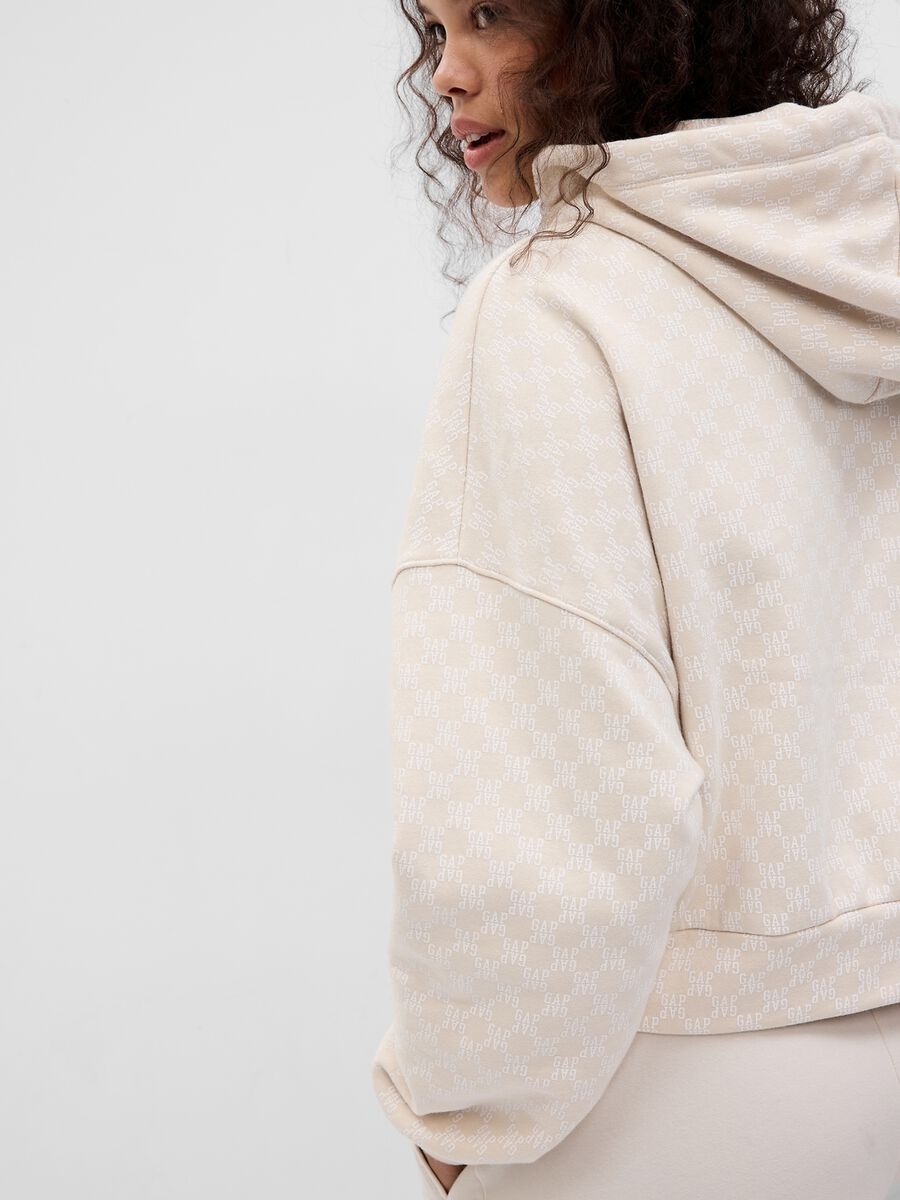 Felpa crop con stampa logo all-over Donna_2