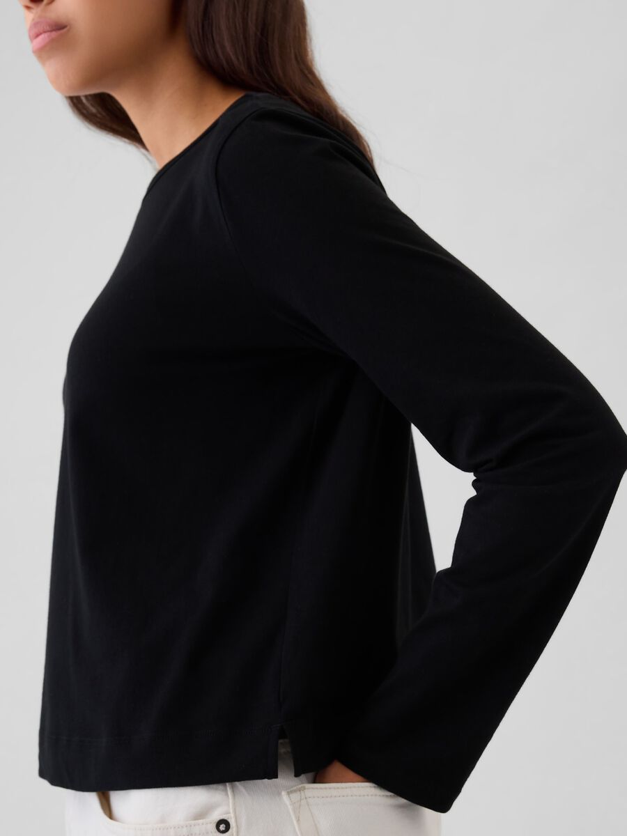 T-shirt a maniche lunghe in cotone Donna_3