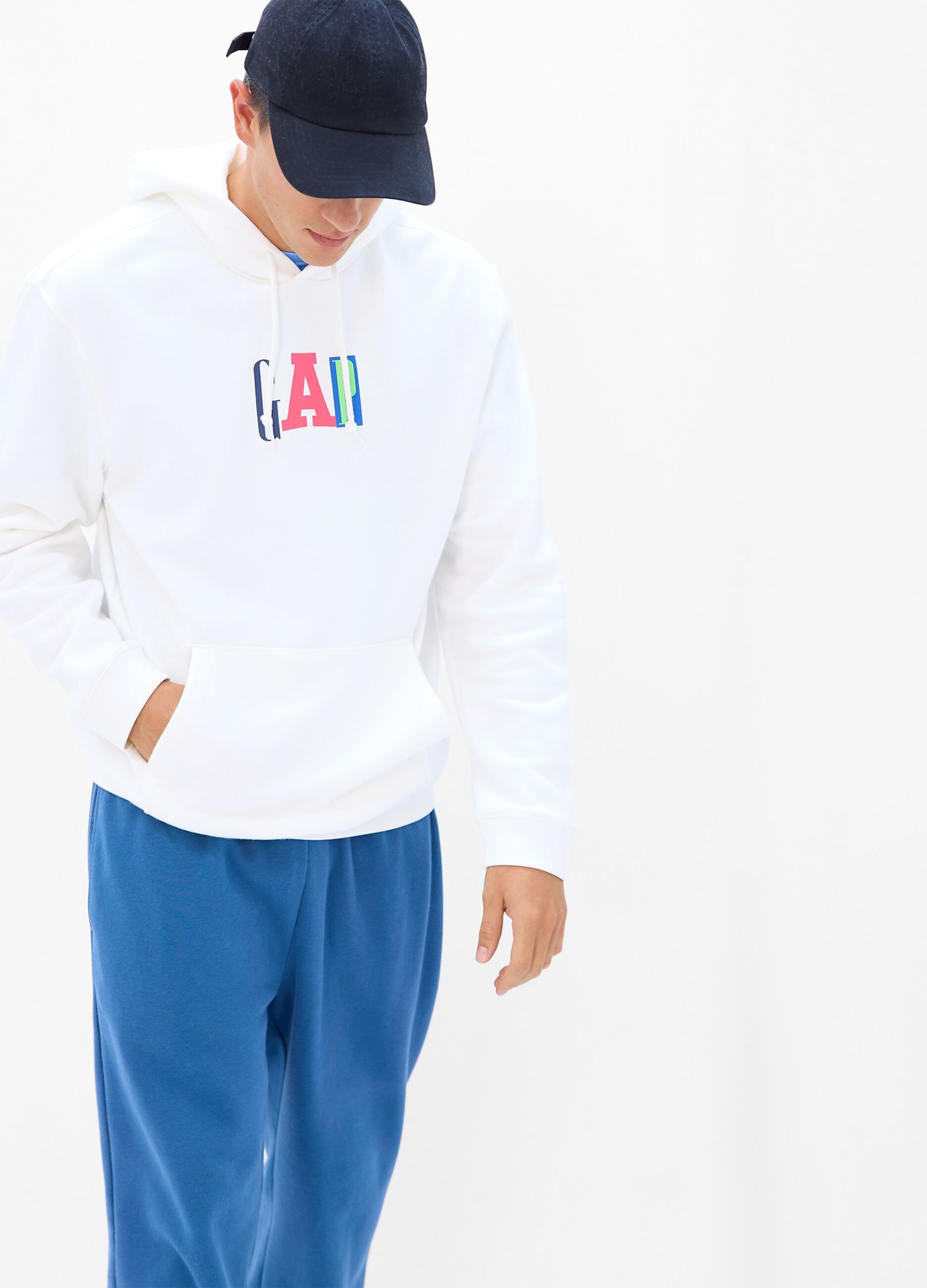 Hoodie with multicoloured printed logo