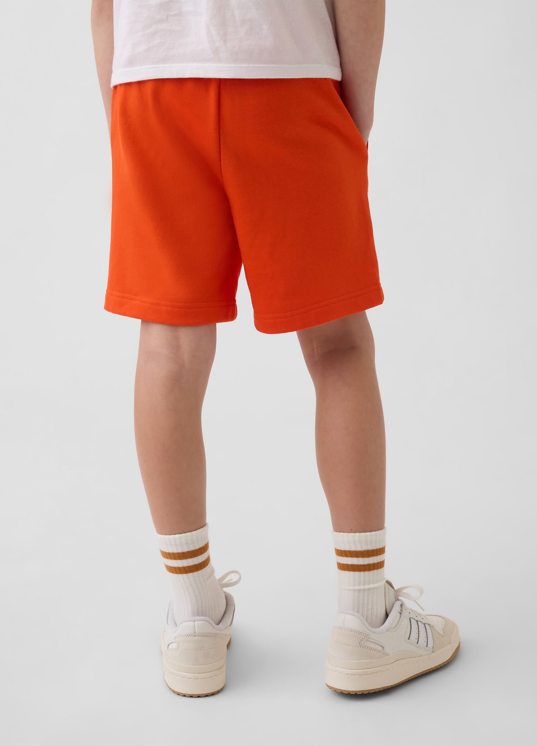 Orange mixed cotton kids shorts regular fit