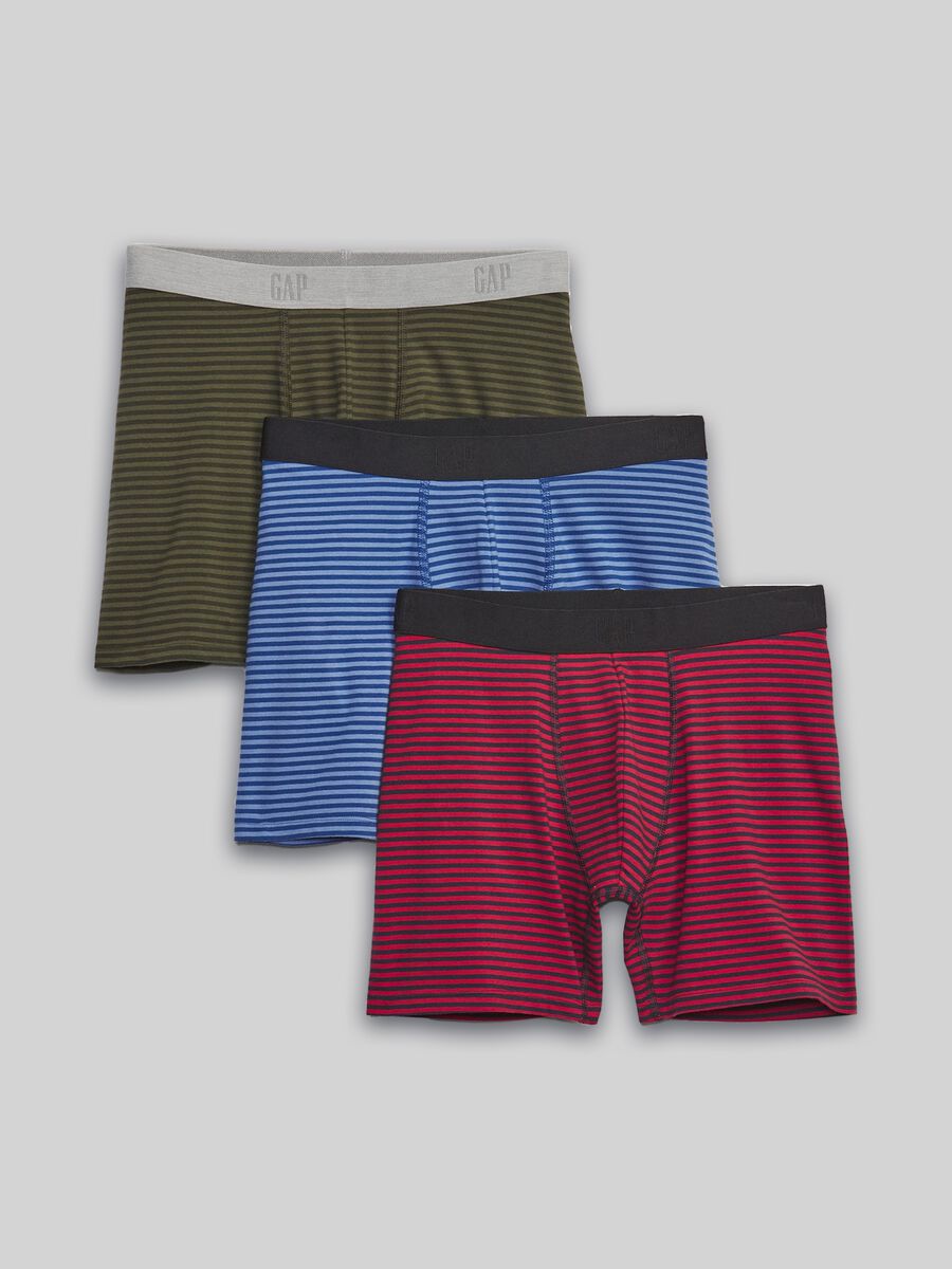 Three-pack striped stretch cotton boxer shorts Man_0