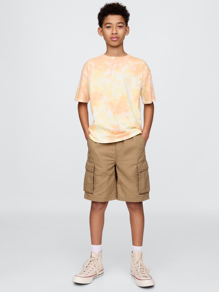 Bermuda cargo in tessuto color cachi Bambino_0