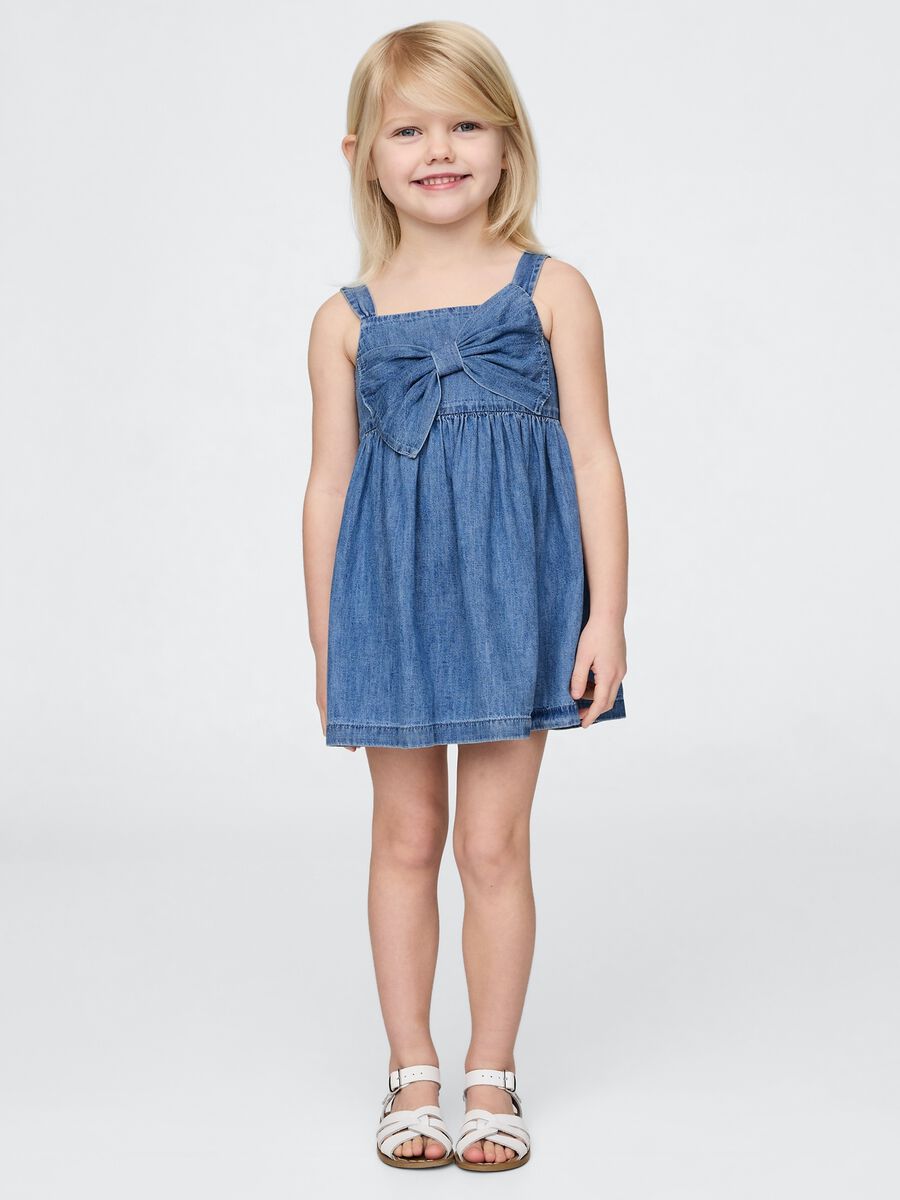 Vestito in denim con dettaglio fiocco Bimba_0