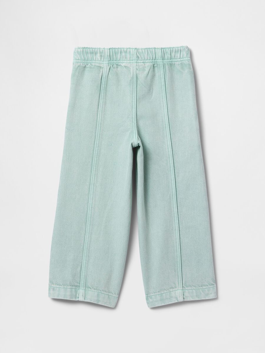 Pantaloni wide leg in denim verde per bambina Bimba_2