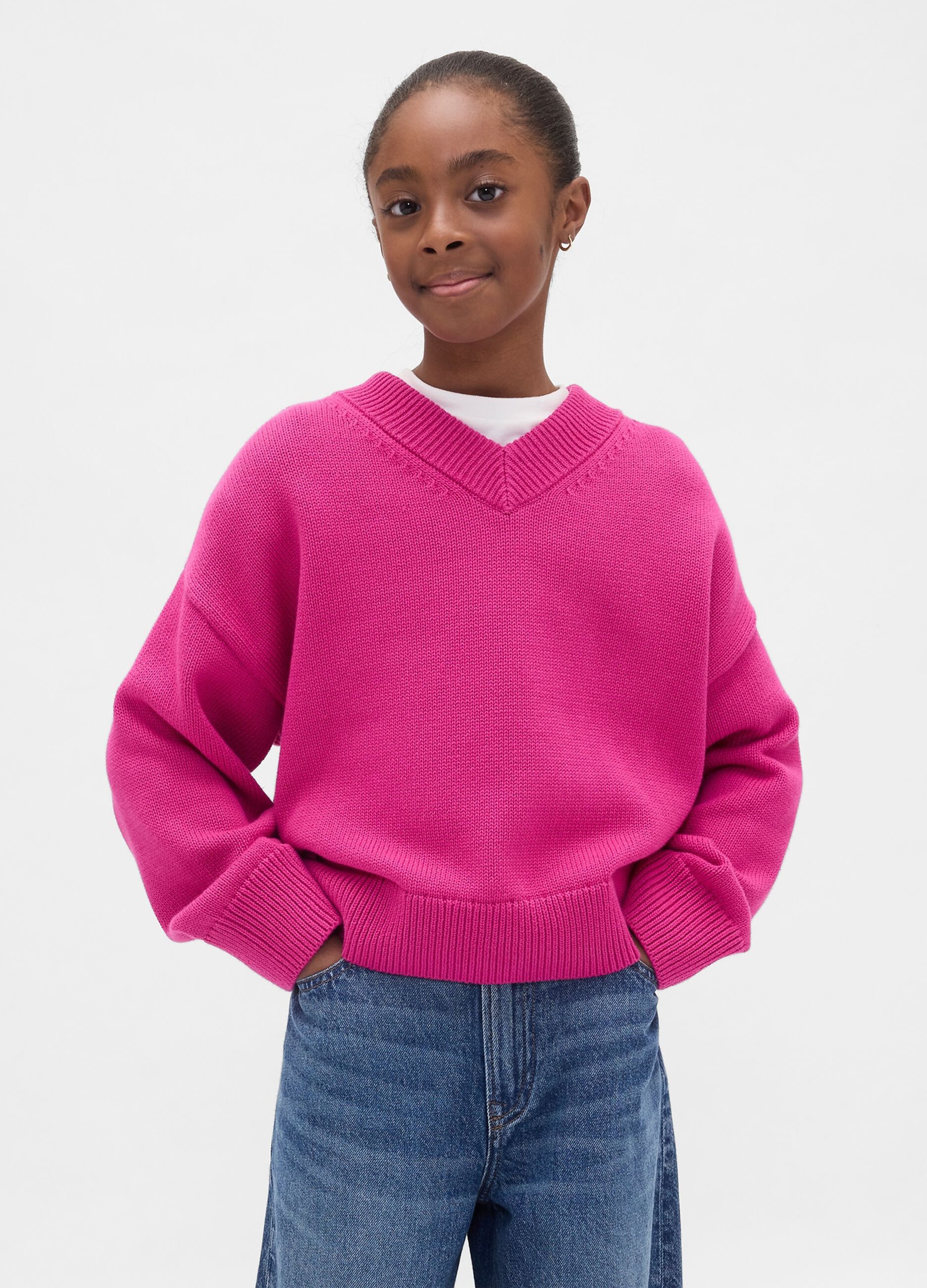 Maglione rosa per bambina in cotone