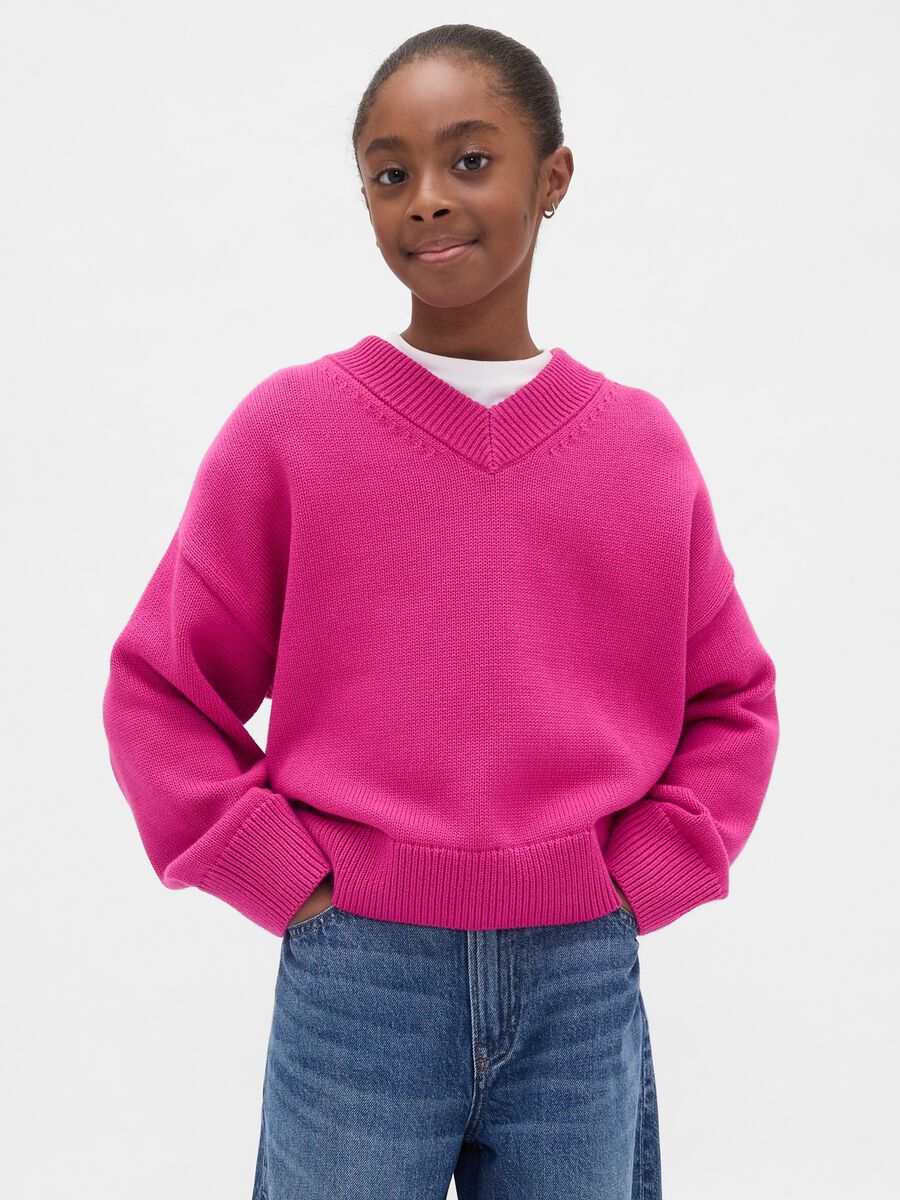 Maglione rosa per bambina in cotone Bambina_0