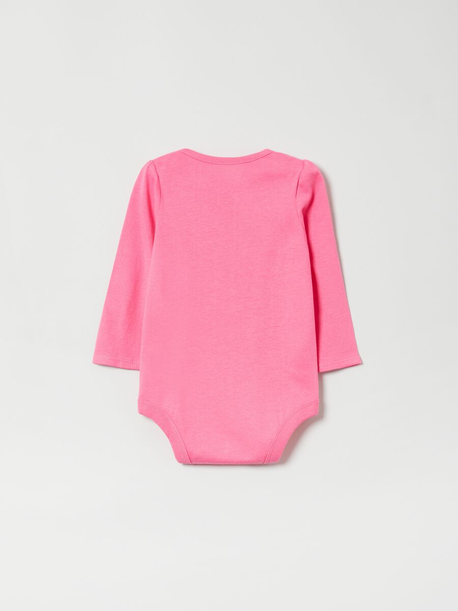 Bodysuit with long sleeves and cappuccino print Toddler Girl_1