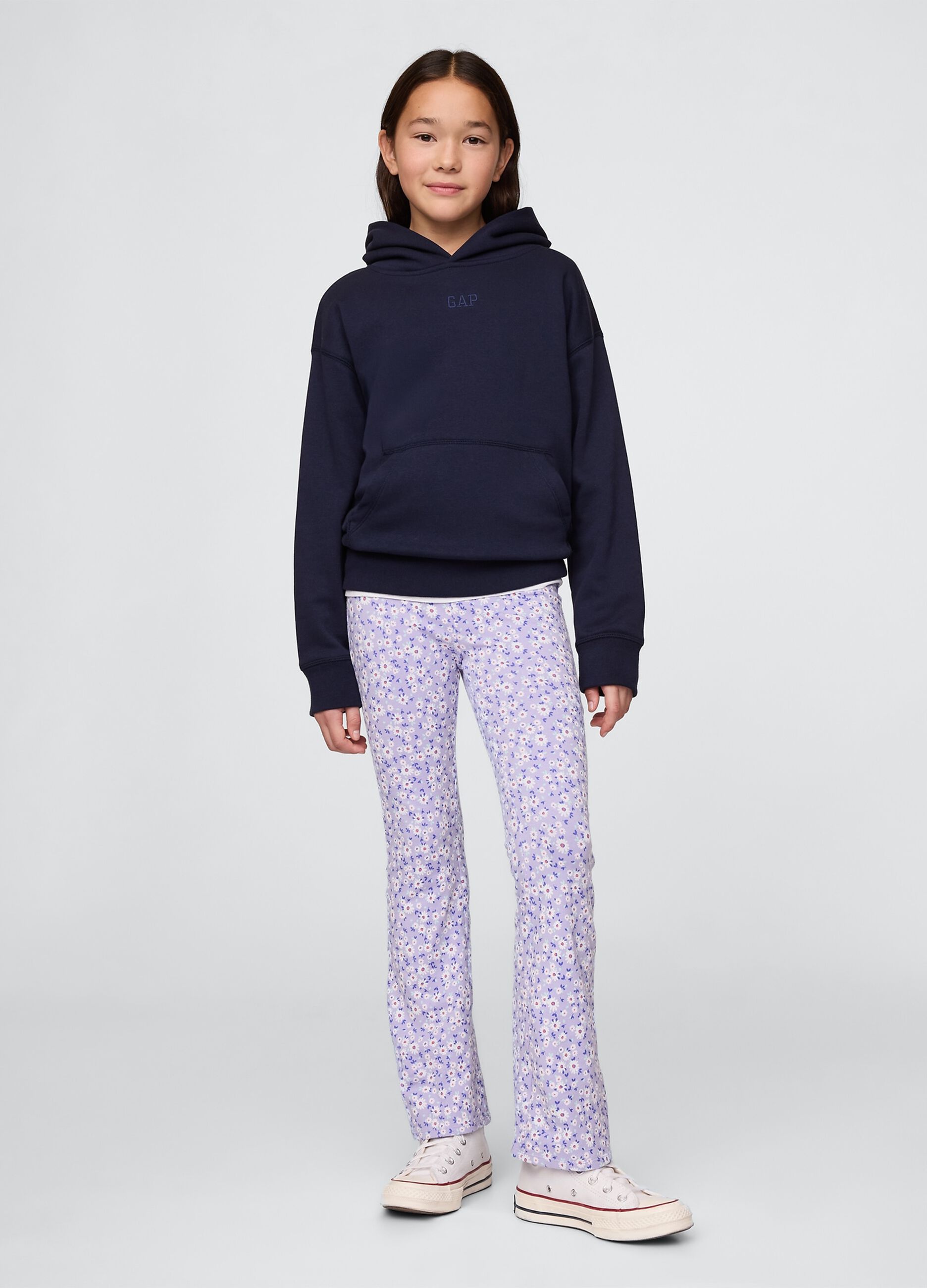 Pantaloni bootcut a fiori viola