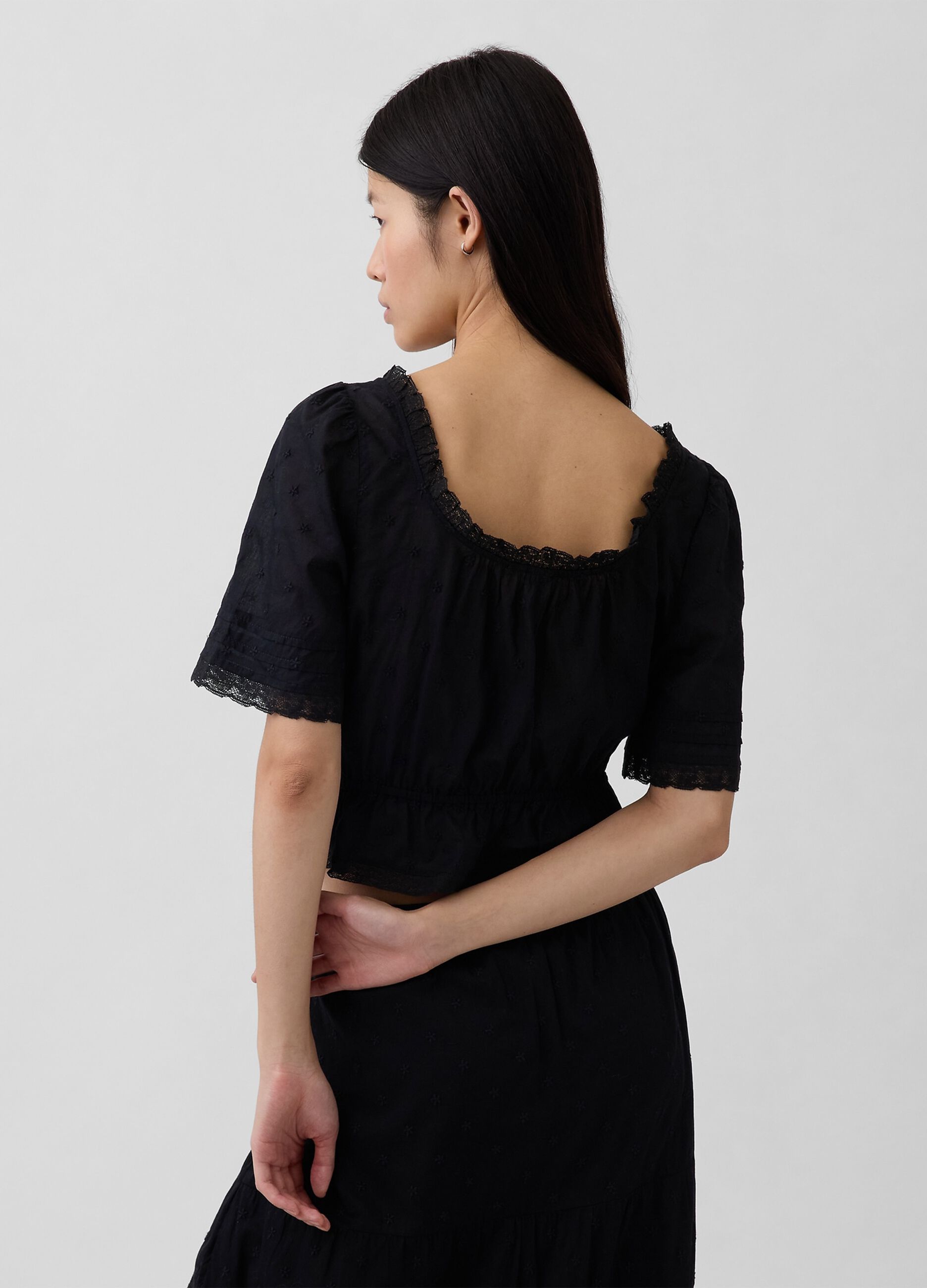 Blusa in puro cotone con pizzo